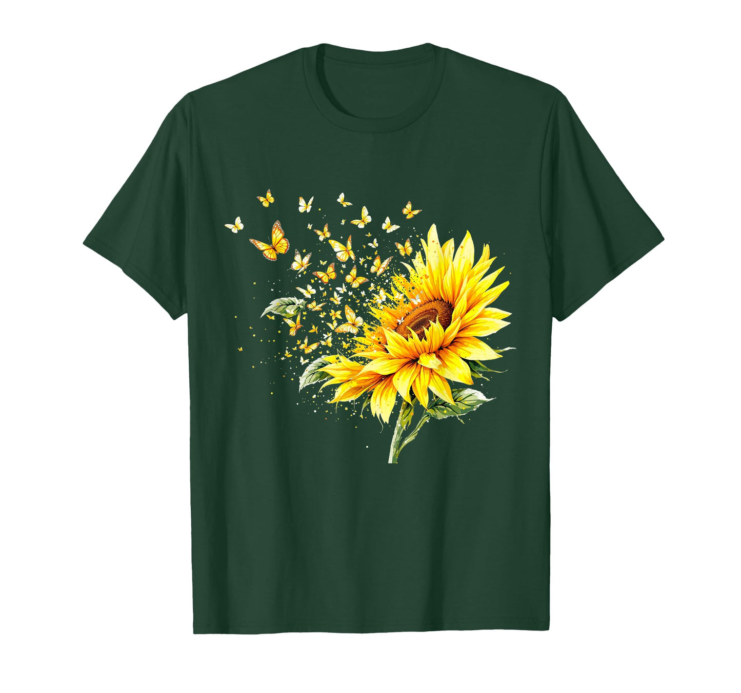 Summer Sunflower Butterfly Botanical Plant Lover Sunshine T-Shirt