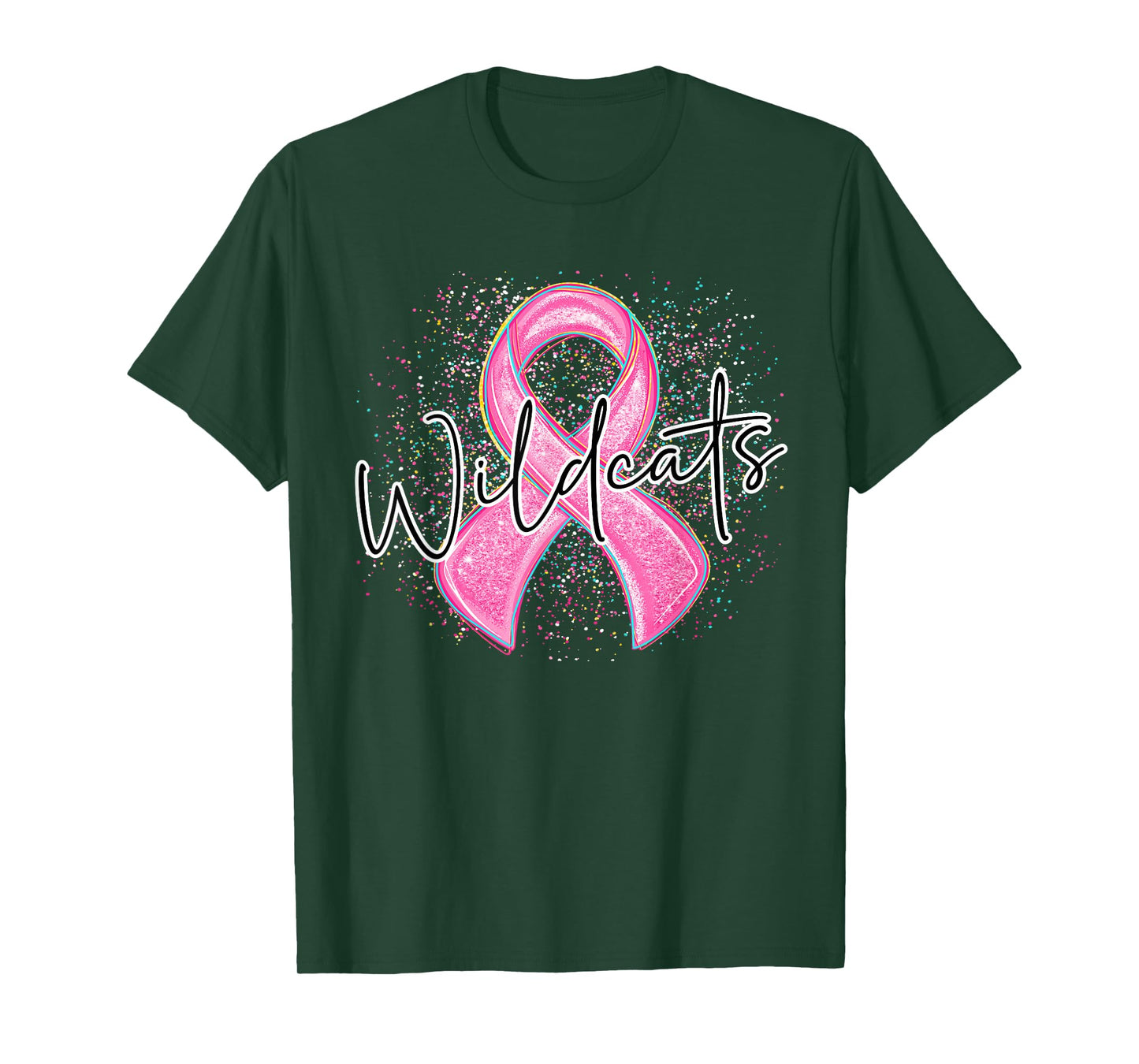 Wildcats Pink Out Ribbon Splatter Breast Cancer Awareness T-Shirt