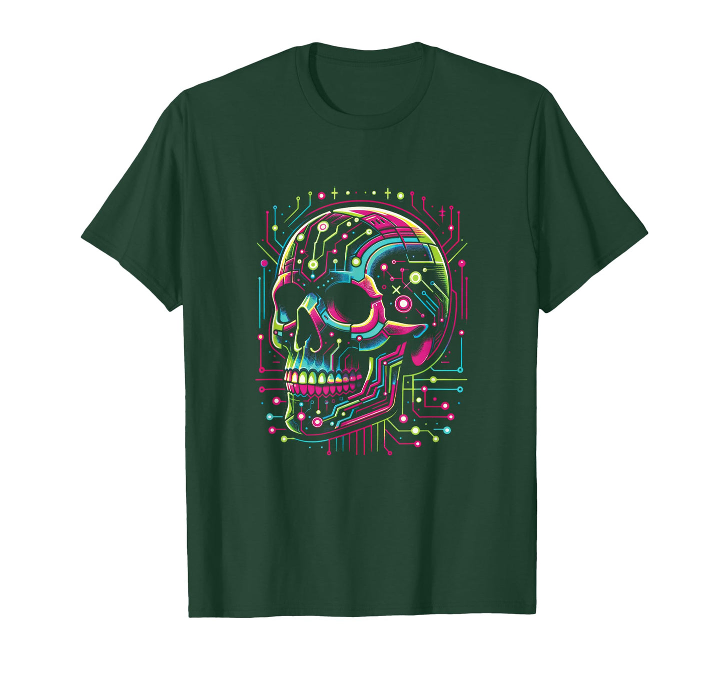Vaporwave Skull Cyberpunk 80s 90s Era Retro Style Halloween T-Shirt