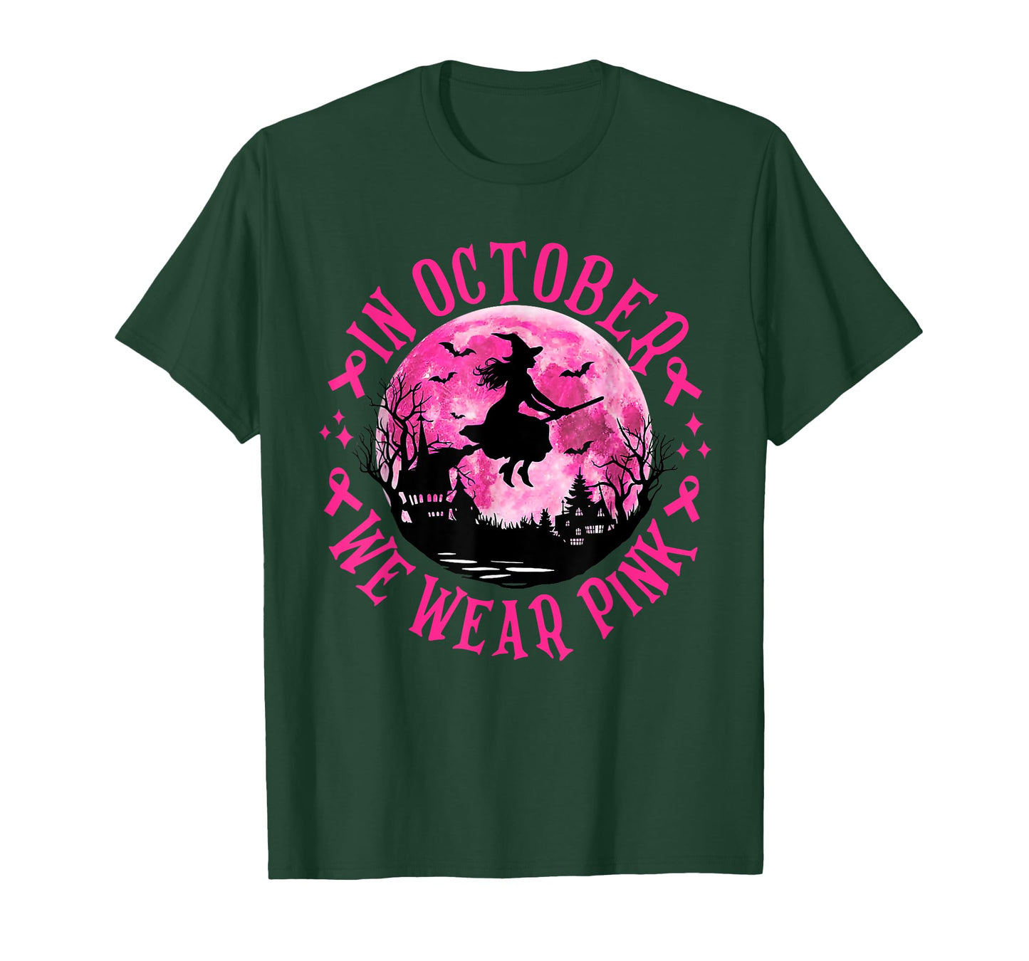 Pink Witch Halloween Costume Breast Cancer Awareness T-Shirt
