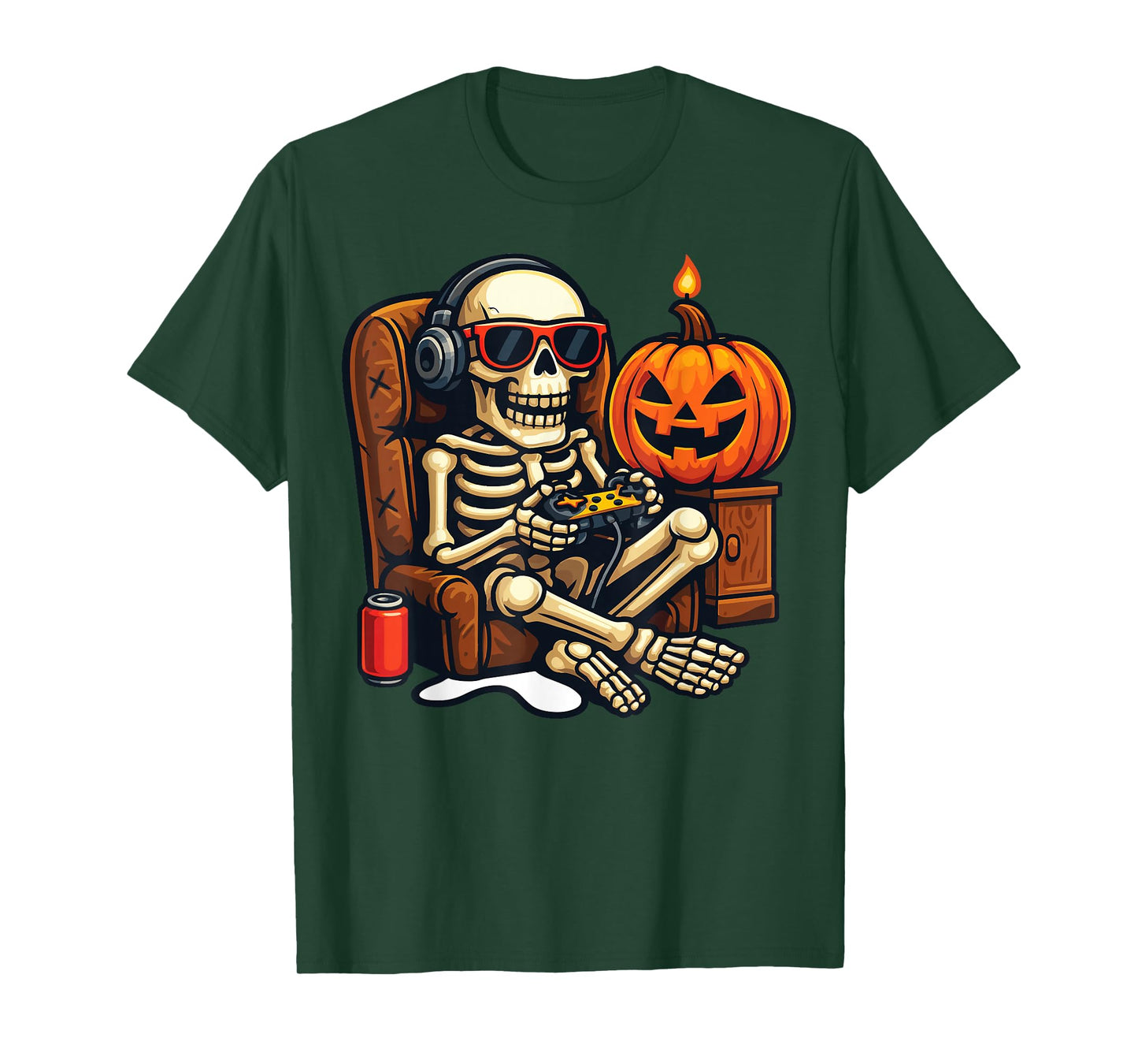 Halloween Skeleton Gamer Video Gaming Boys Men Kids T-Shirt