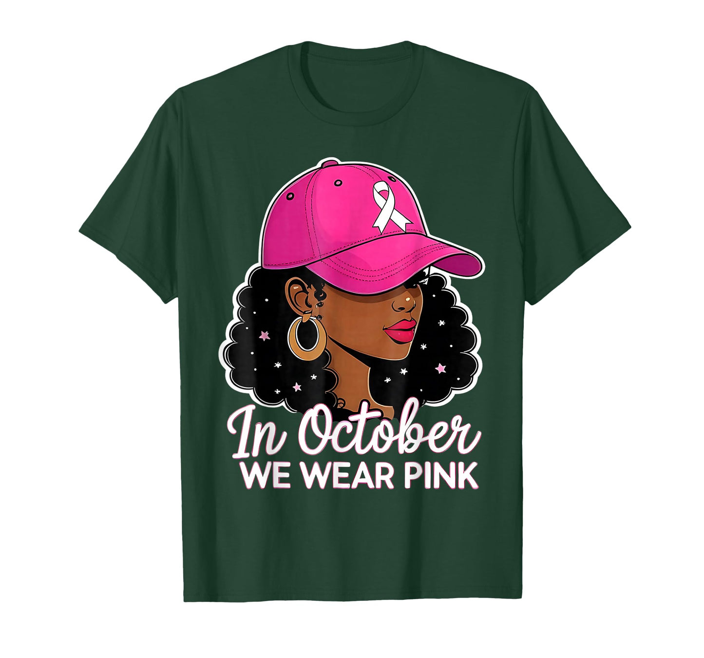 in October We Wear Pink Black Women Breast Cancer Awareness T-Shirt