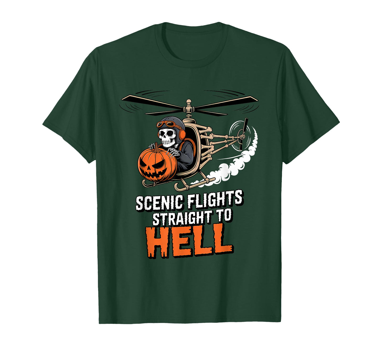Skeleton Helicopter Pilot Halloween Funny Spooky Aviation T-Shirt