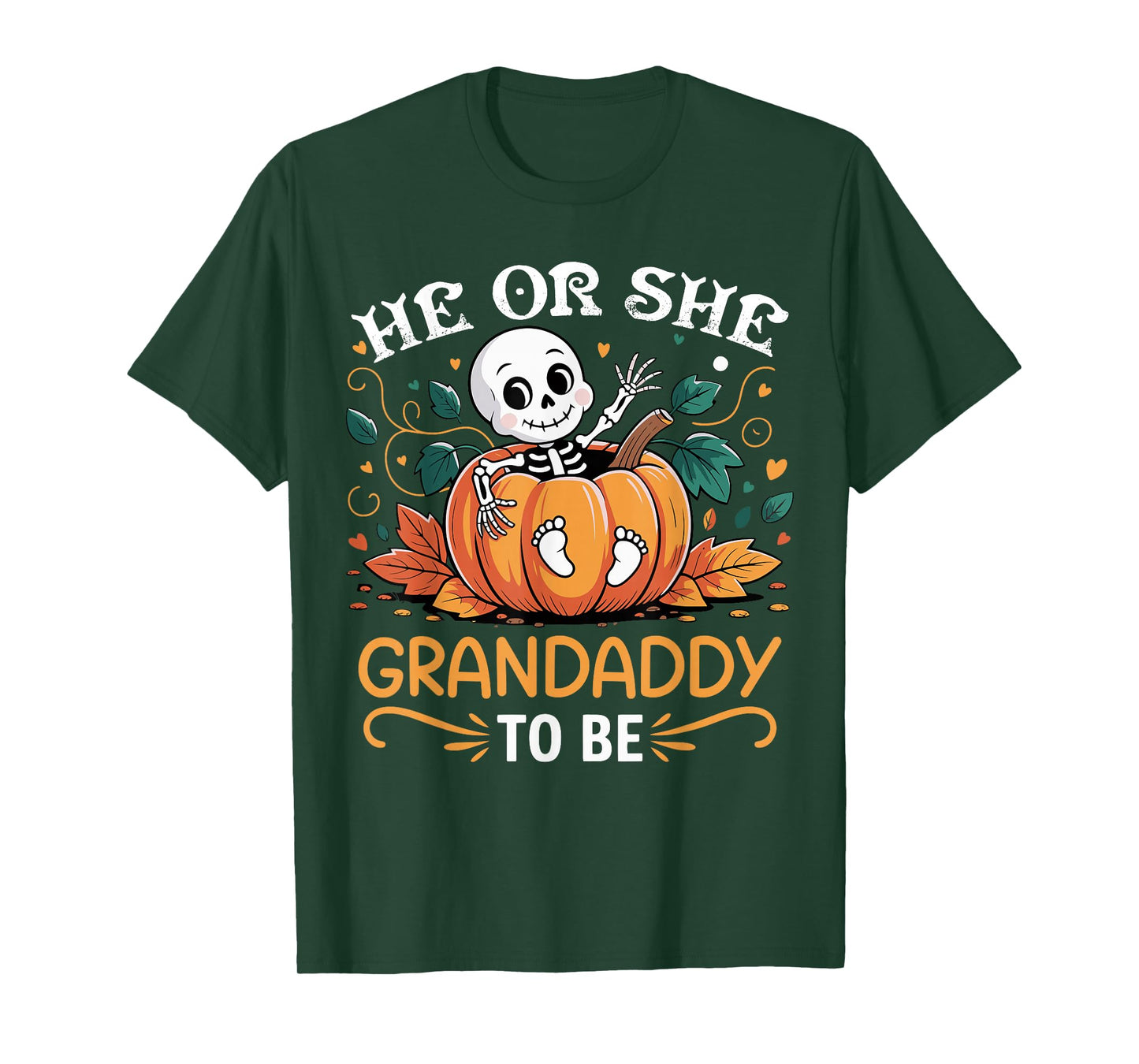 He Or She Grandaddy to Be Halloween Skeleton Baby Reveal T-Shirt