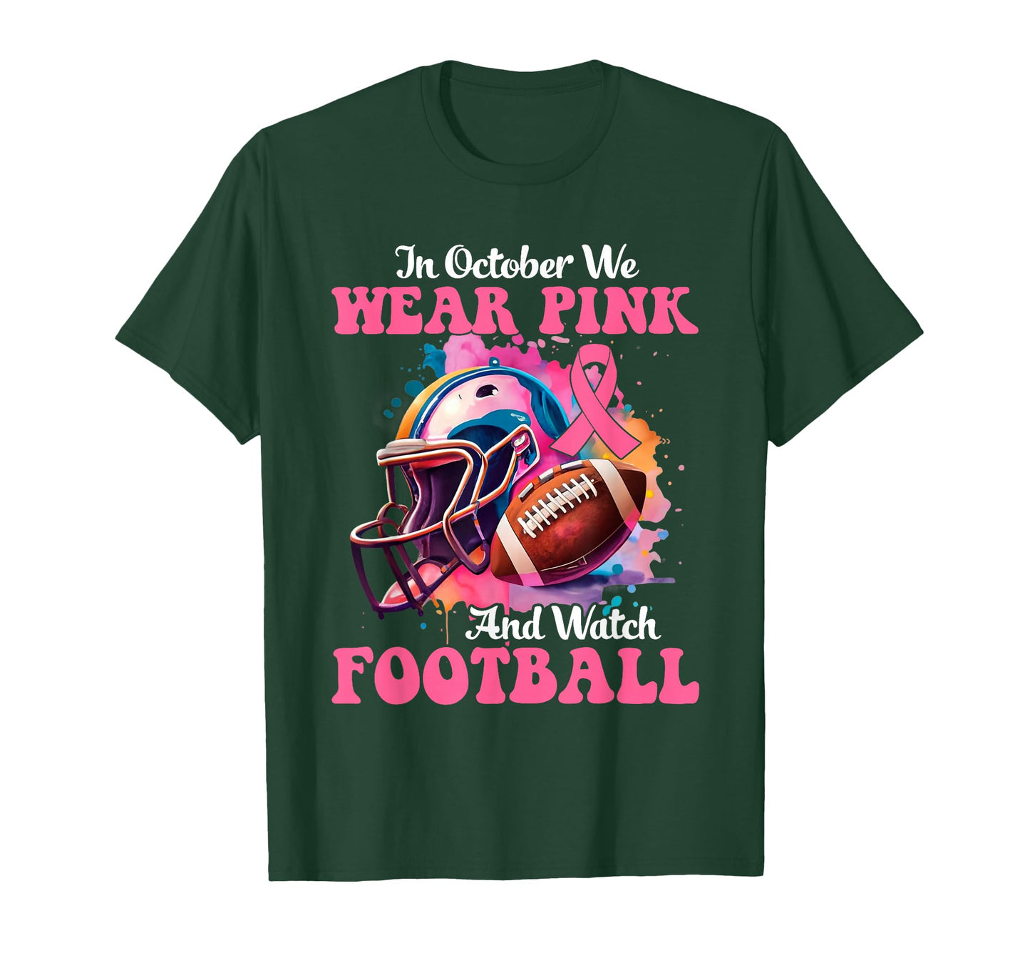 in October We Wear Pink Football Breast Cancer Warriors T-Shirt