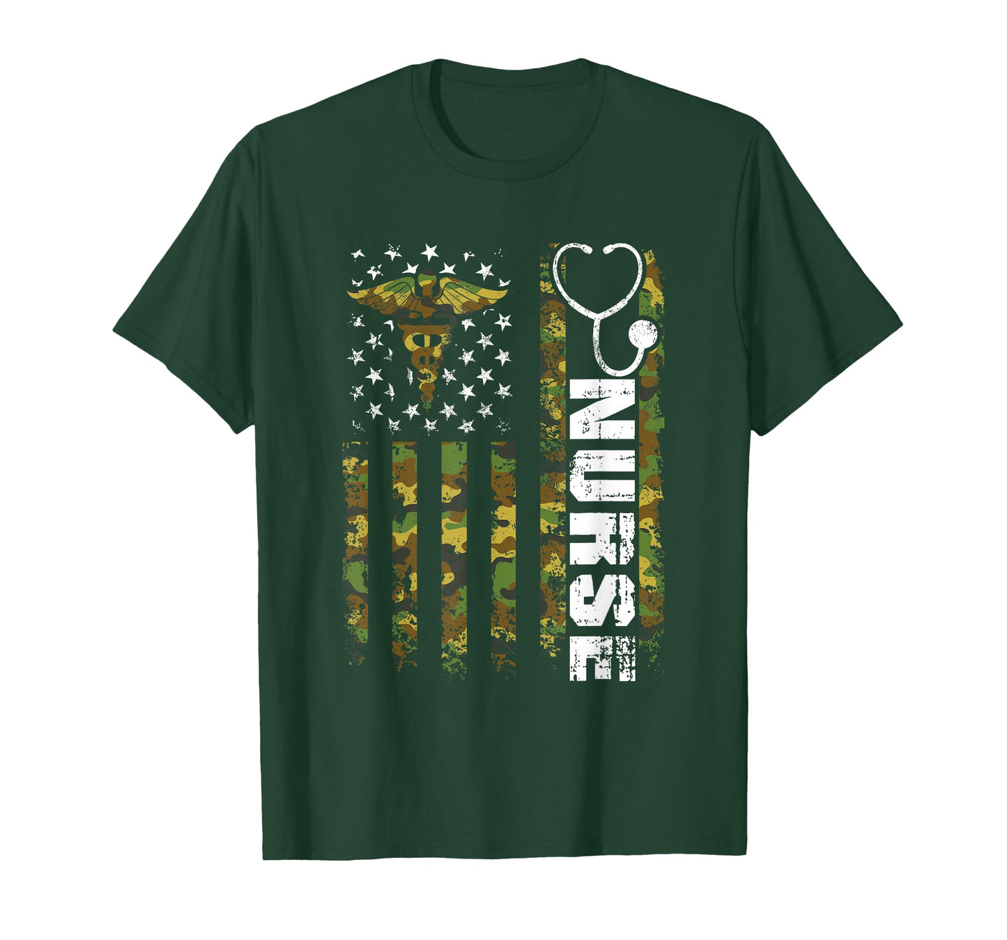 American Flag Camouflage Nurse Patriotic 4th Of July T-Shirt