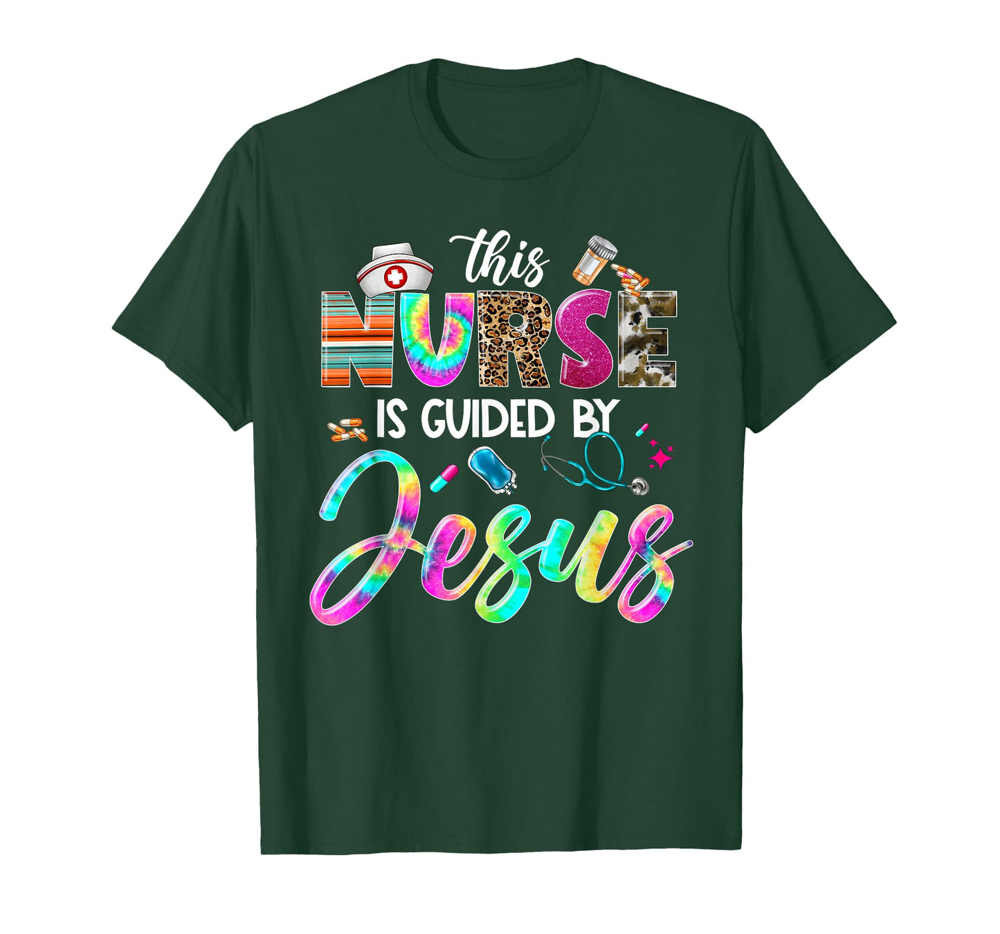 Nurse Guided by Jesus Christian Stethoscope RN LPN Nursing T-Shirt