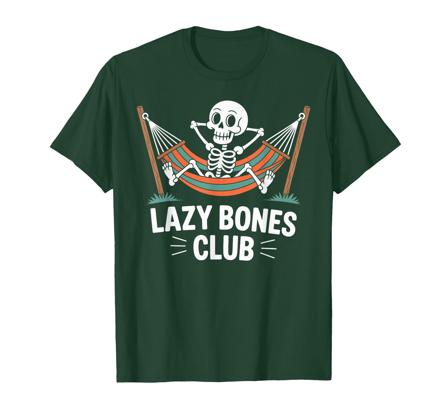 Lazy Bones Club Cartoon Skeleton Hammock T-Shirt