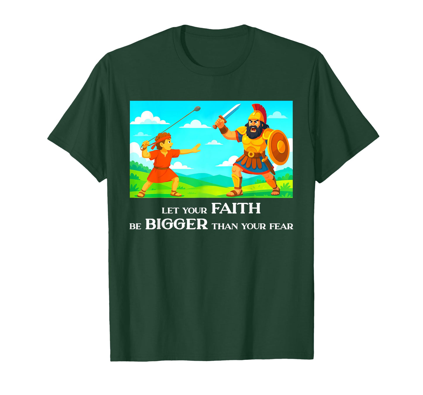 David and Goliath Christian Inspirational Men, Women,Youth T-Shirt