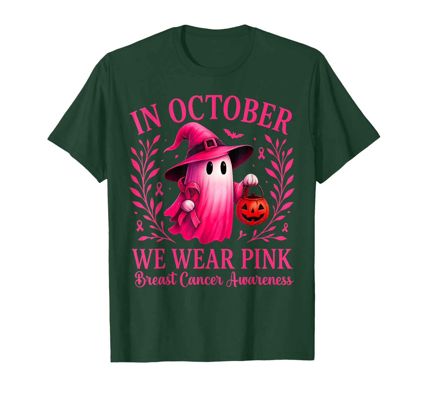 Breast Cancer Women Halloween in October We Wear Pink T-Shirt