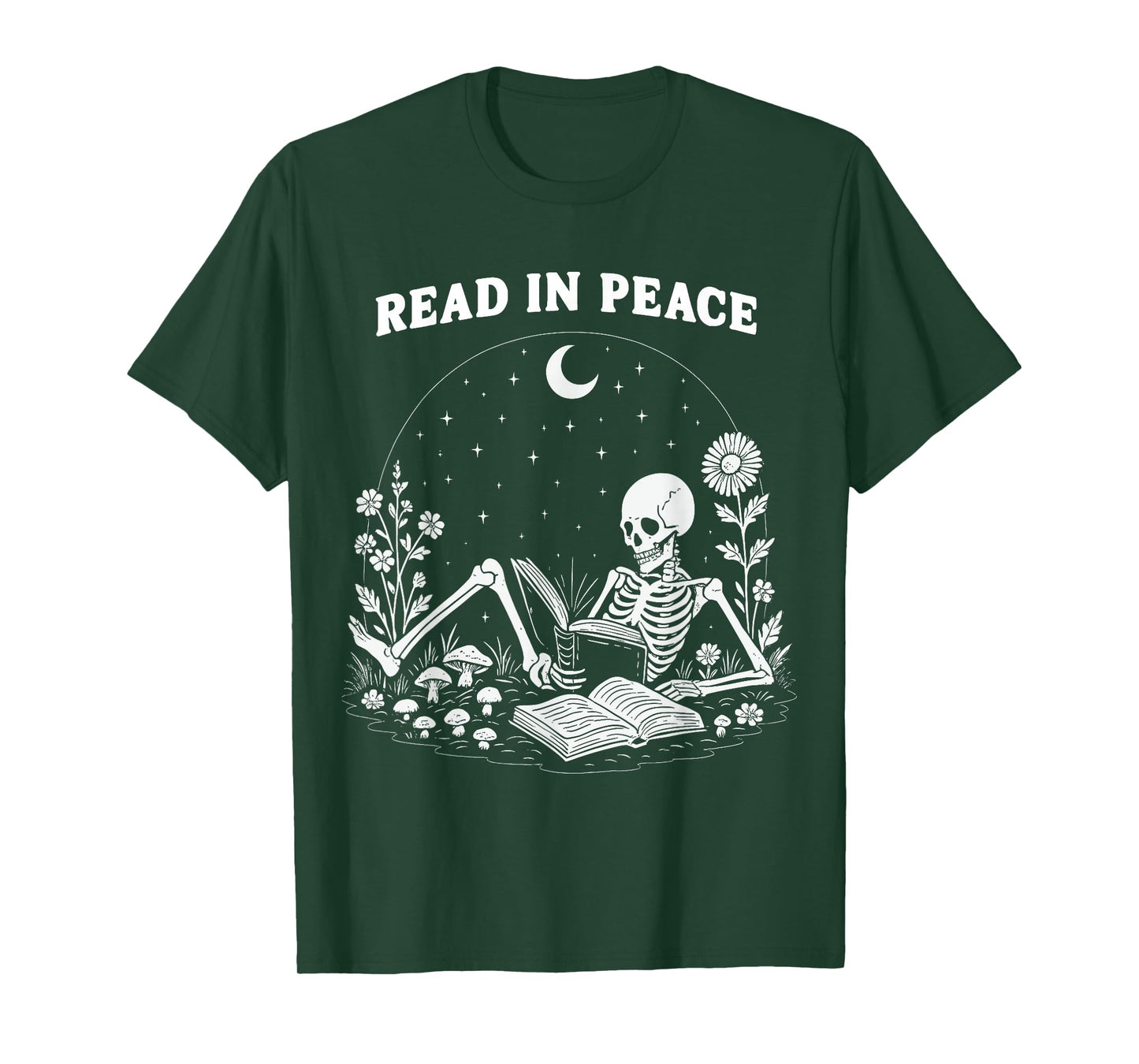 Read in Peace Skeleton Reading Book Halloween Tee T-Shirt