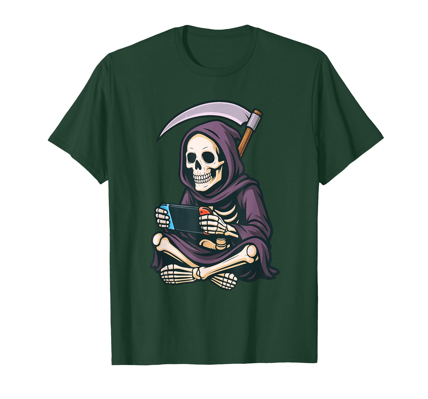 Grim Reaper Gamer Funny Skeleton Halloween Gaming Kids T-Shirt