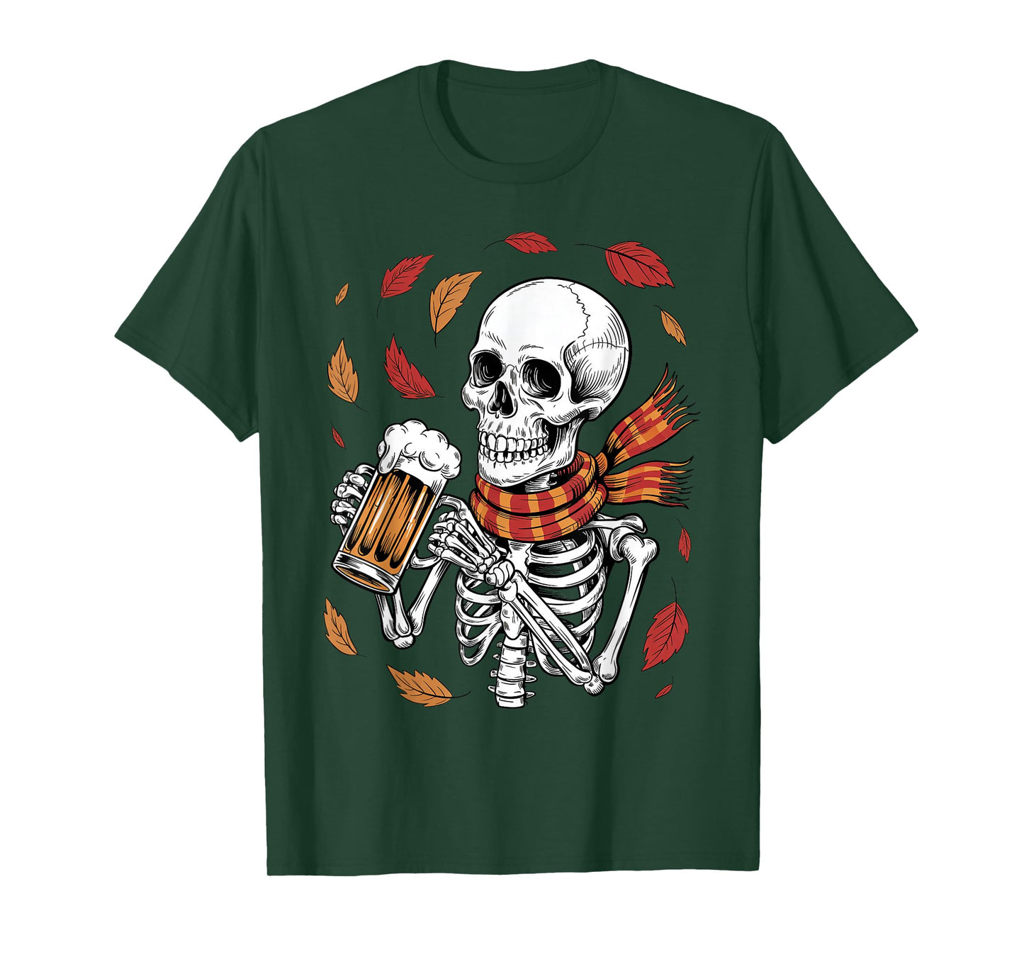Retro Autumn Skeleton Beer Lover Funny Halloween Costume T-Shirt
