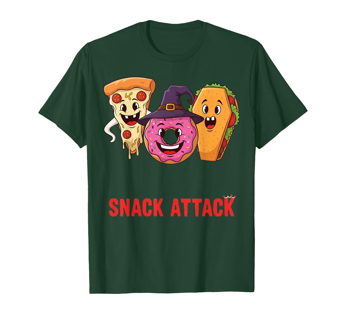 Snack Attack Funny Halloween Pizza Donut Taco T-Shirt
