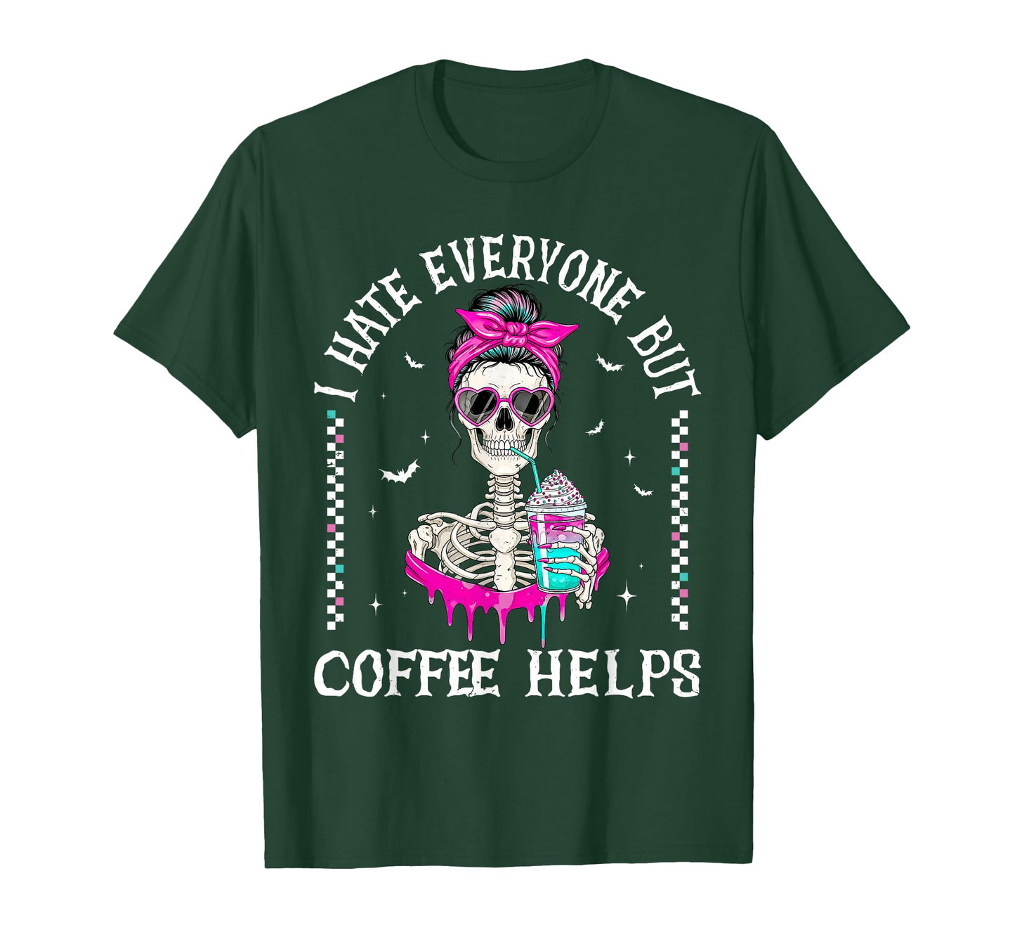 I Hate Everyone But Coffee Helps Skeleton Halloween Coffee T-Shirt