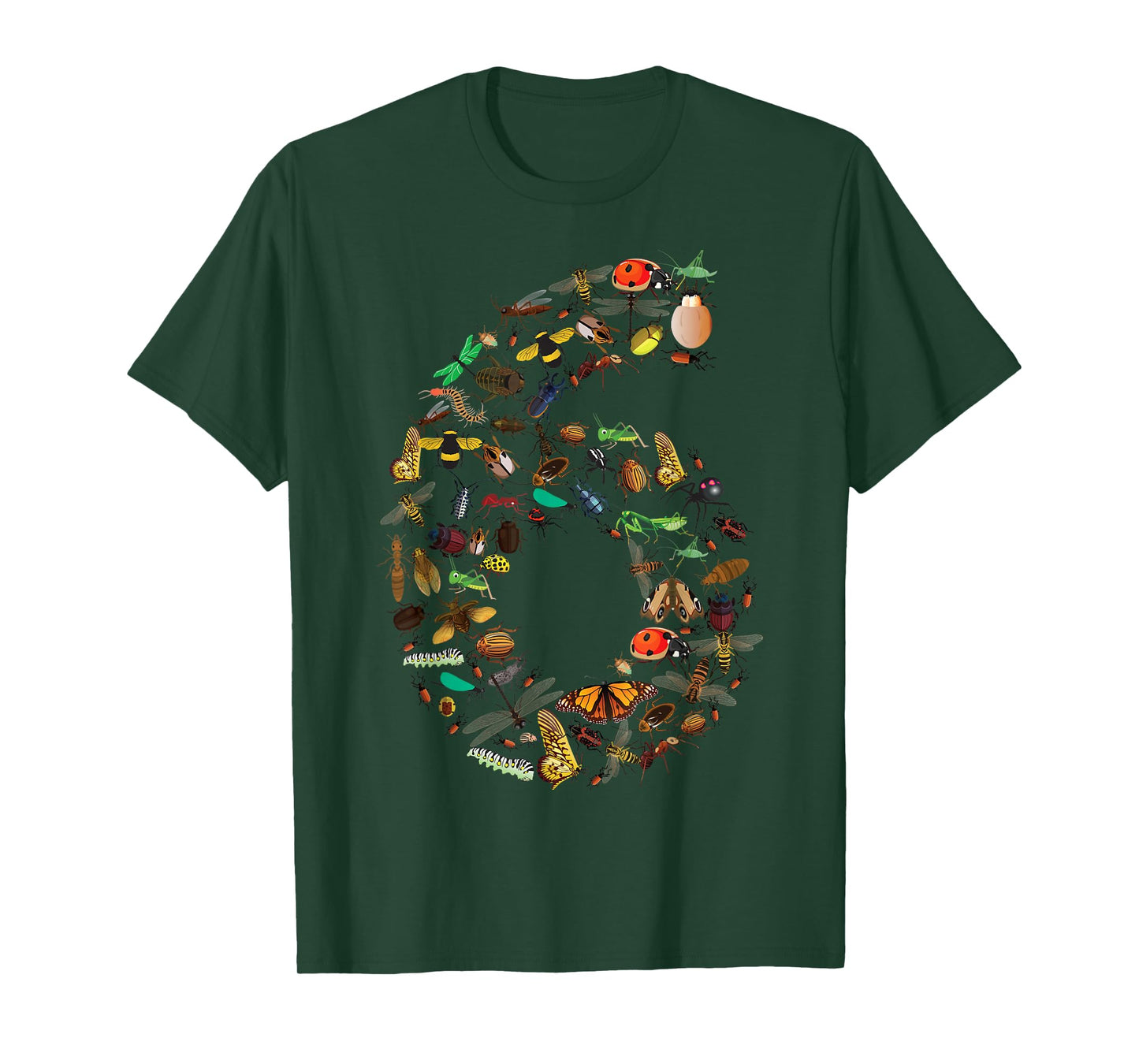 Funny Bugs 6th Birthday Gift | Cute 6 Years Old Boy Girl Kid T-Shirt