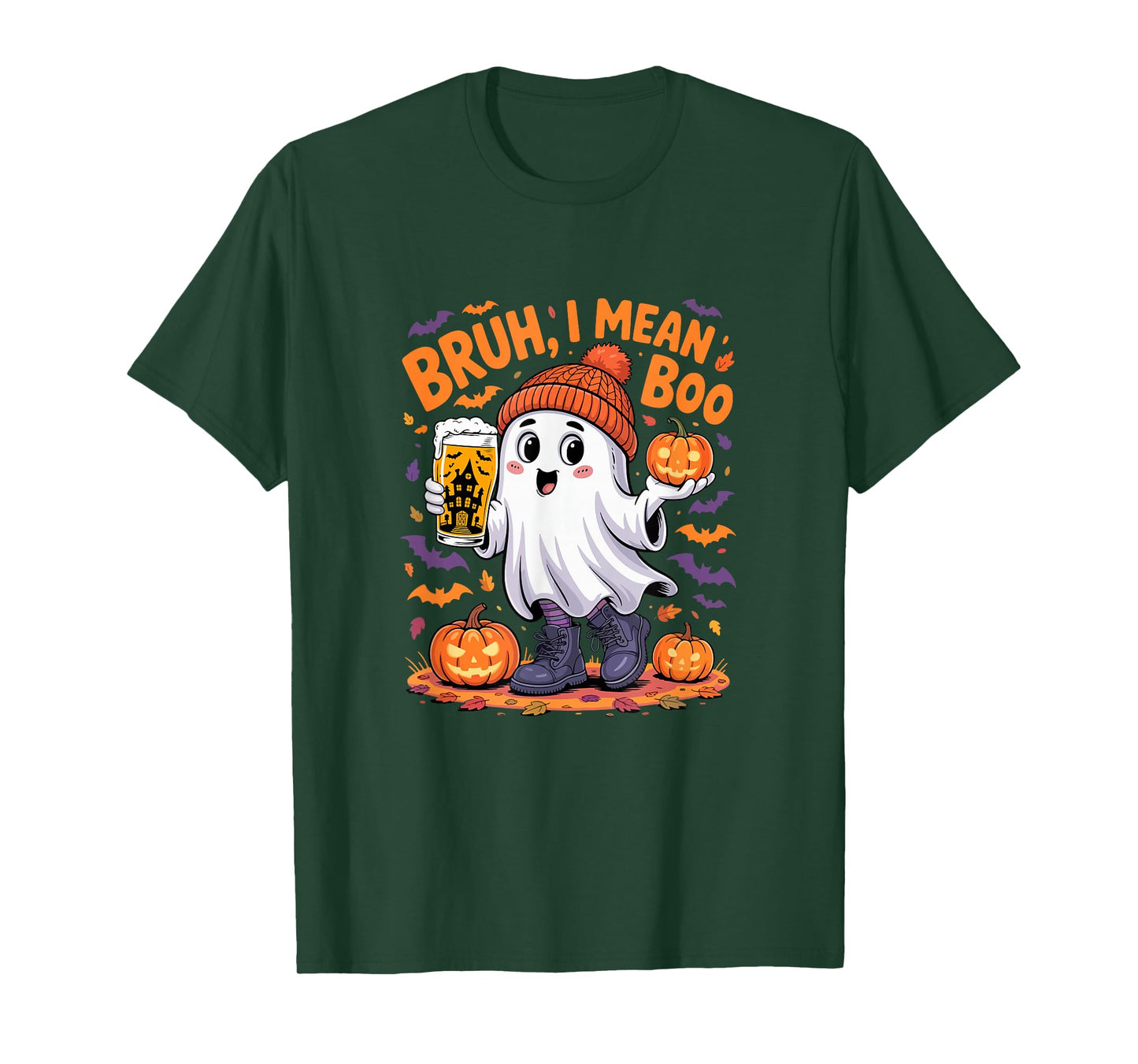 I Mean Boo Funny Joke Boo Ghost Drinking Beer Halloween T-Shirt