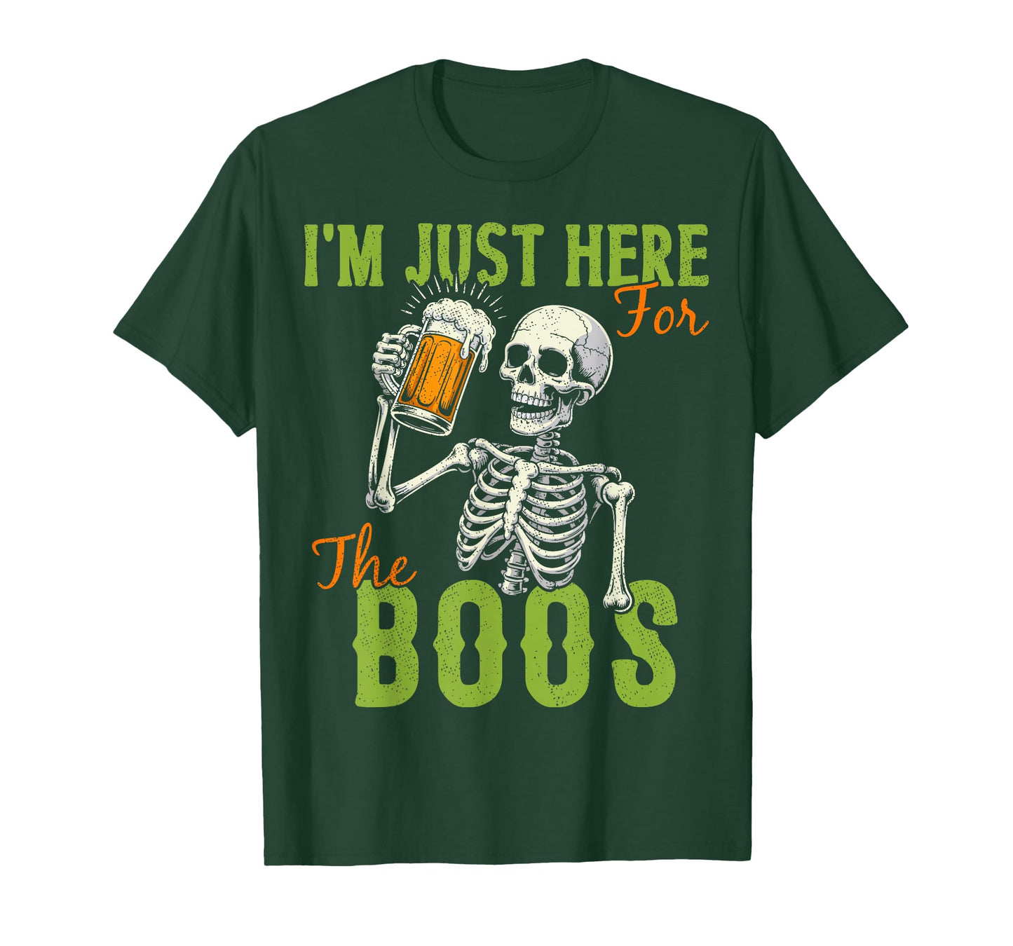 I'm Just Here for The Boos Funny Halloween Beer Skeleton T-Shirt