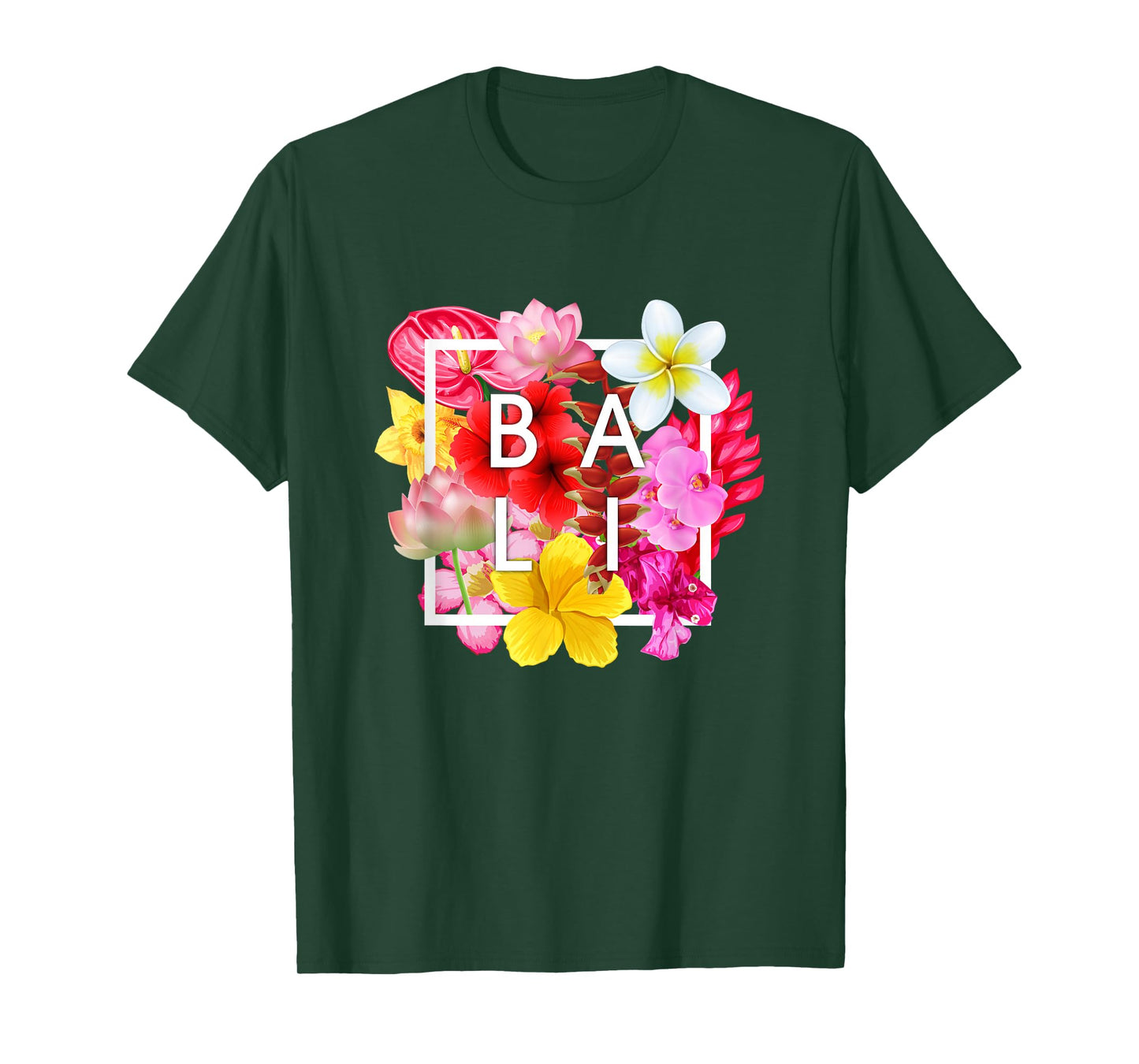 Flowers of Bali Word Art - Bali Indonesia Souvenir T-Shirt