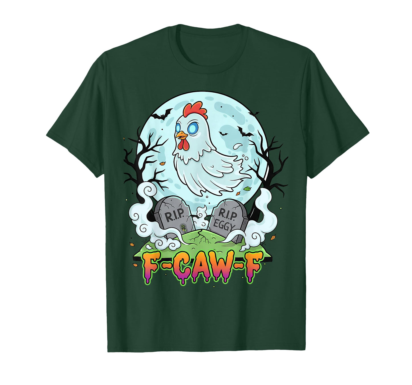 F-Caw-F Spooky Chicken Ghost Halloween Funny Adult Humor T-Shirt