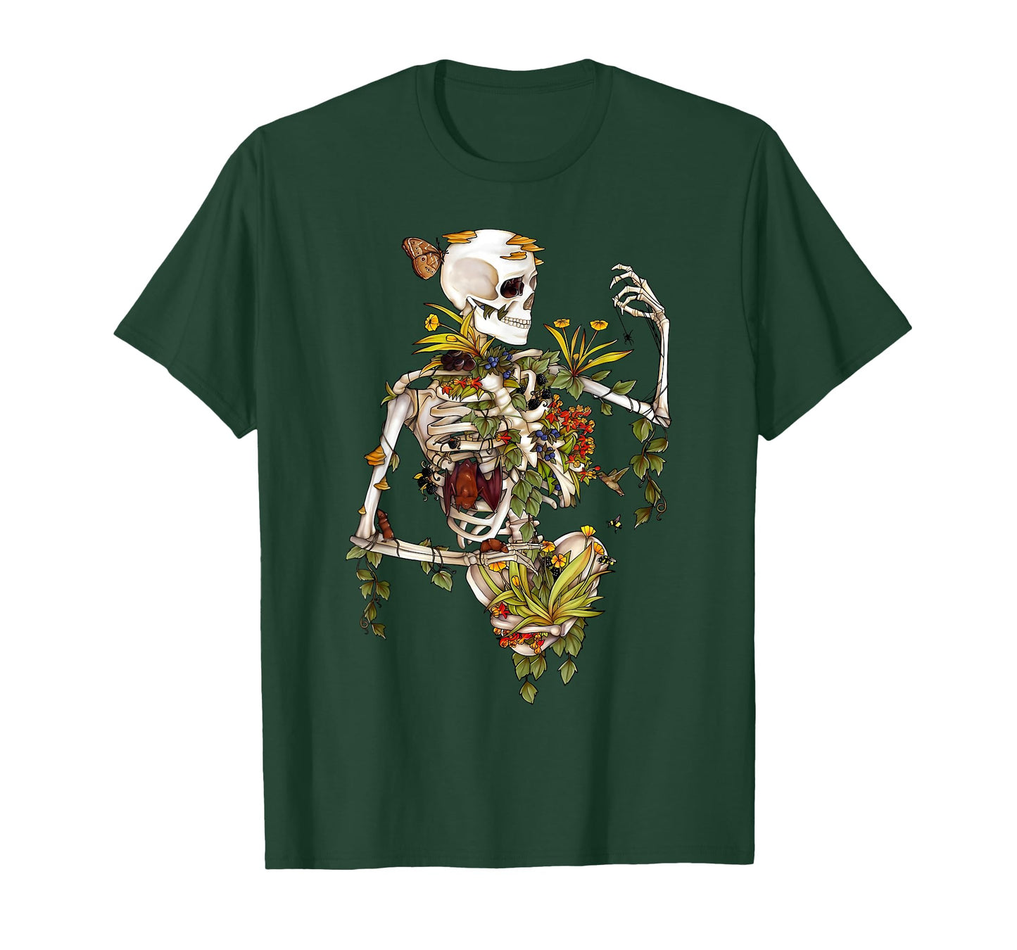 Plant Lover Skeleton Design Halloween Fall Autumn Floral T-Shirt