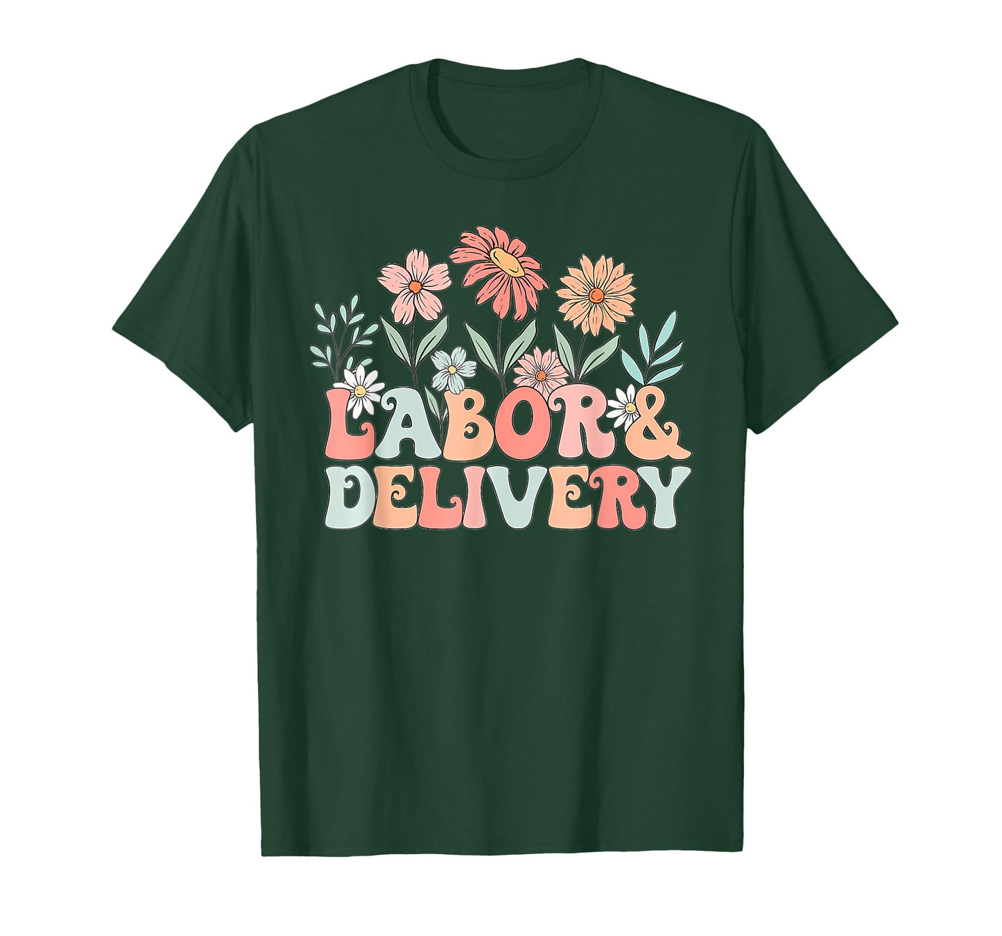 Groovy Wildflowers Labor and Delivery Nurse Back To School T-Shirt