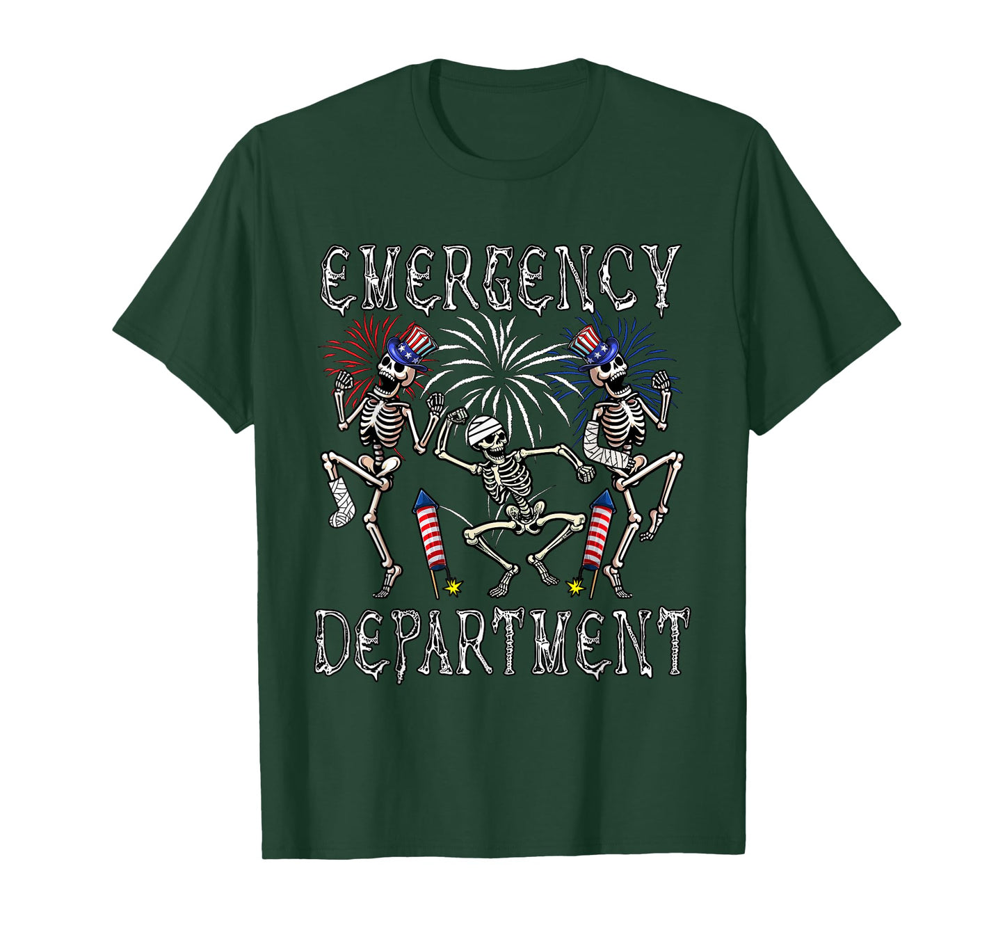 Emergency Department 4th July Skeletons Group Dancing Nurses T-Shirt