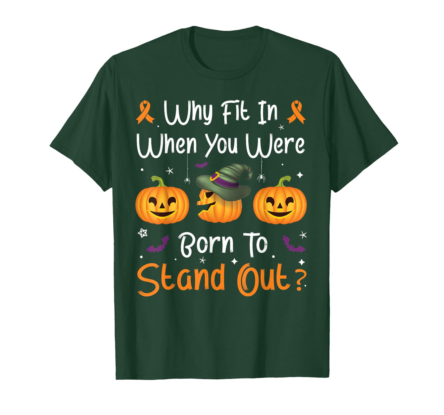 Spooky Halloween Pumpkins Faces Funny Embrace ADHD Awareness T-Shirt
