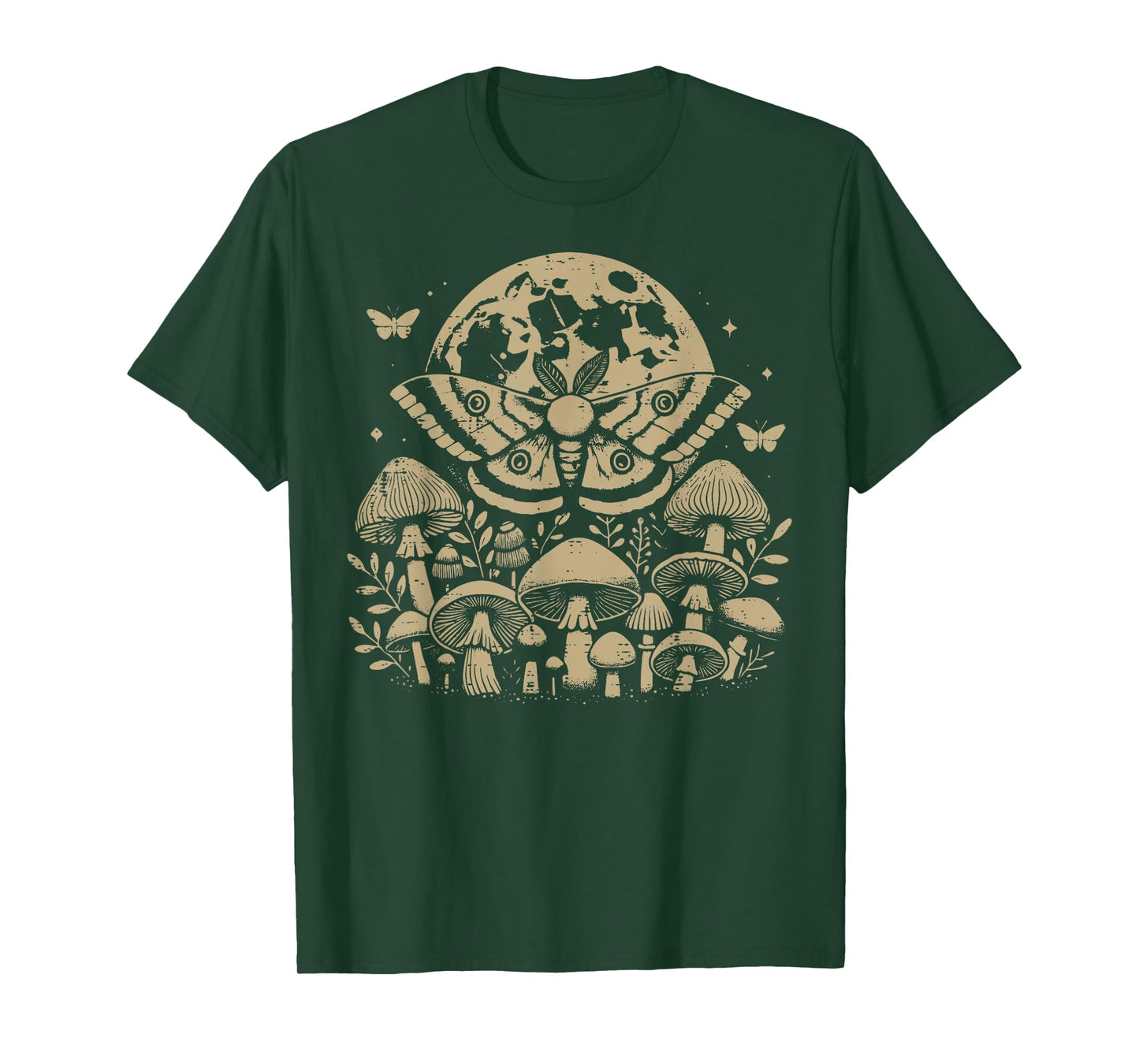 Moth Full Moon Mushroom Boho Aesthetic Occult Men Women Kids T-Shirt