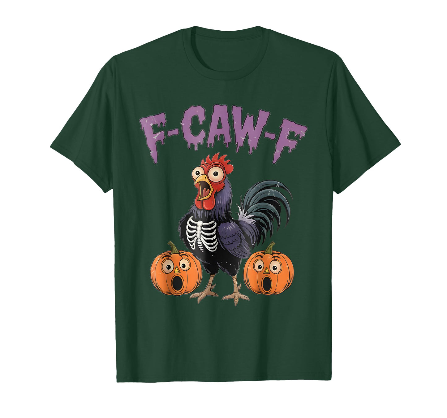 F-Caw-F Funny Chicken Halloween Skeleton Rooster Pumpkins T-Shirt