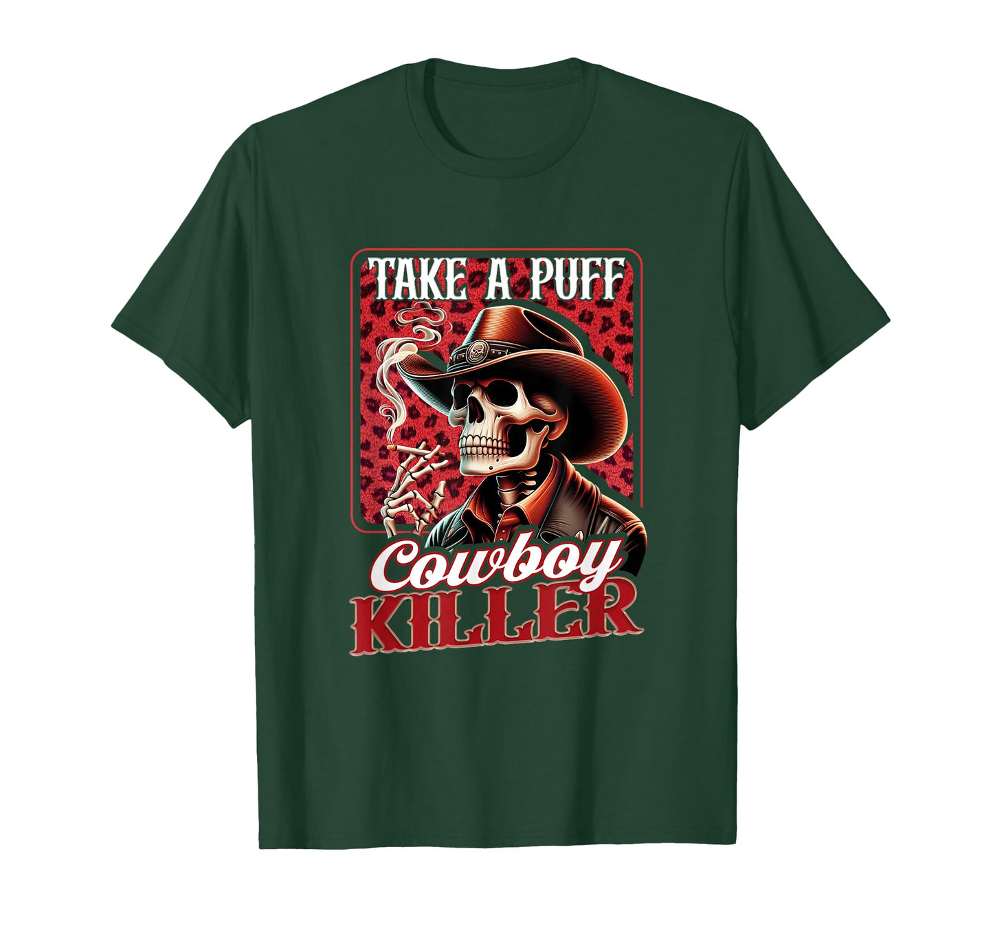Cowboy Skeleton Take Puff Western Vintage Smoking Outlaw T-Shirt