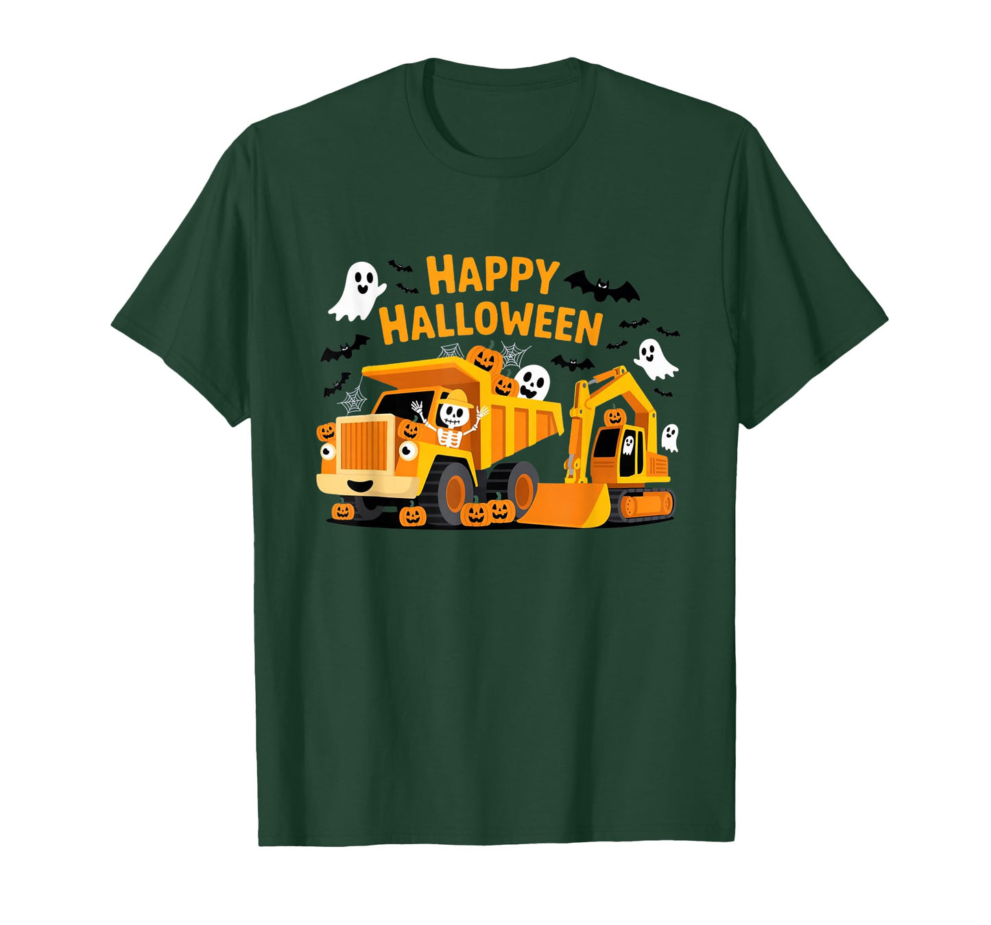 Spooky Construction Trucks Toddler Halloween Design T-Shirt