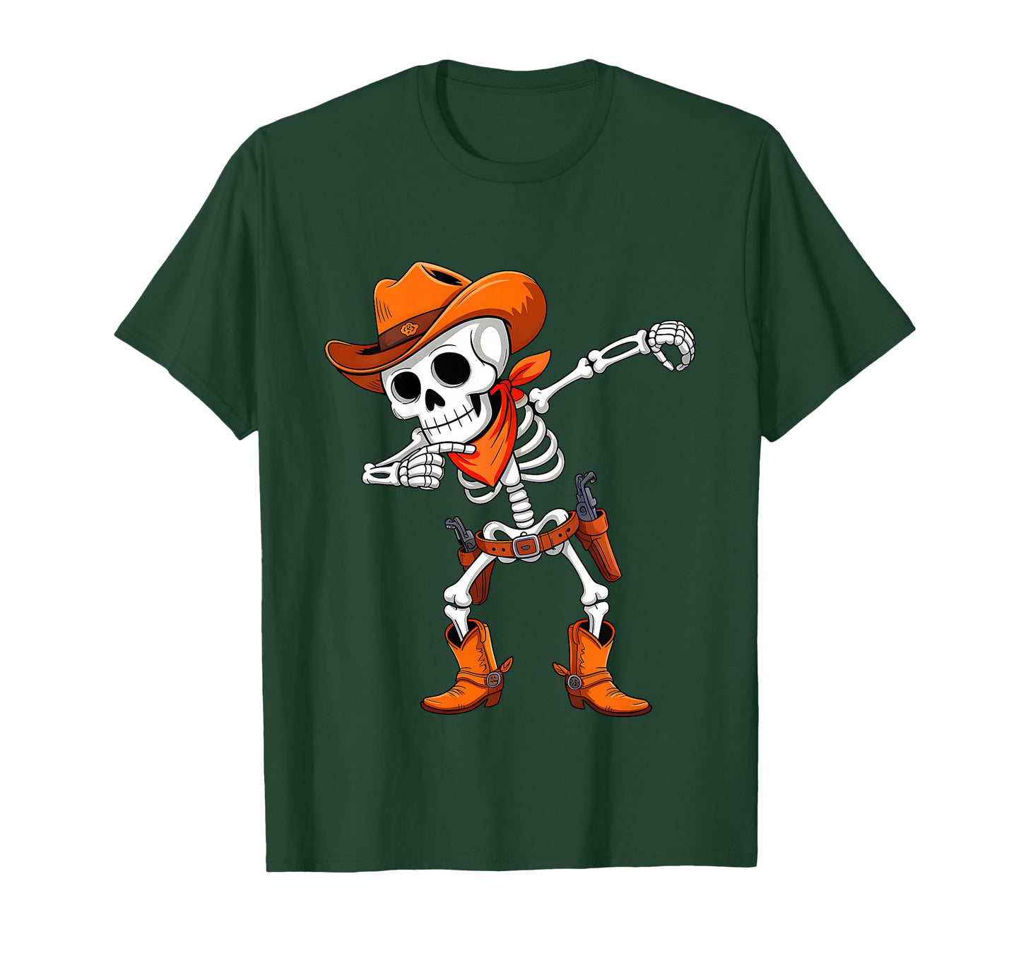 Kids Dabbing Skeleton Cowboy Funny Halloween Costume Boys Kids T-Shirt
