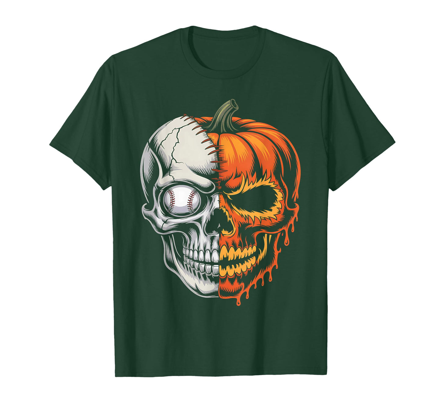 Baseball Player Halloween Pumpkin Skeleton, Skull Kids Teens T-Shirt