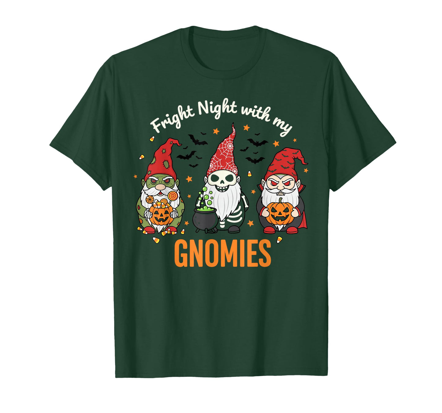 Fright Night with My Gnomies Spooky Fun Design T-Shirt