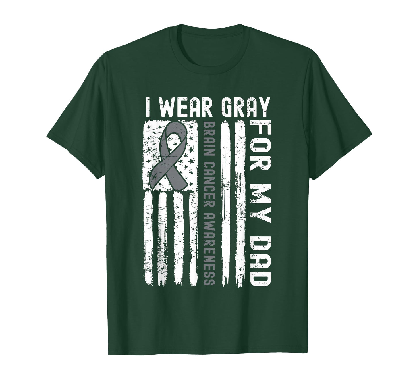 I Wear Gray For My Dad Brain Cancer American Flag T-Shirt