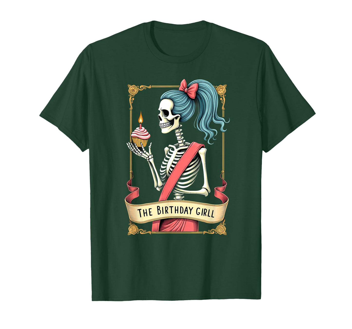 Humor Tarot Card Skeleton Birthday Girl Halloween T-Shirt