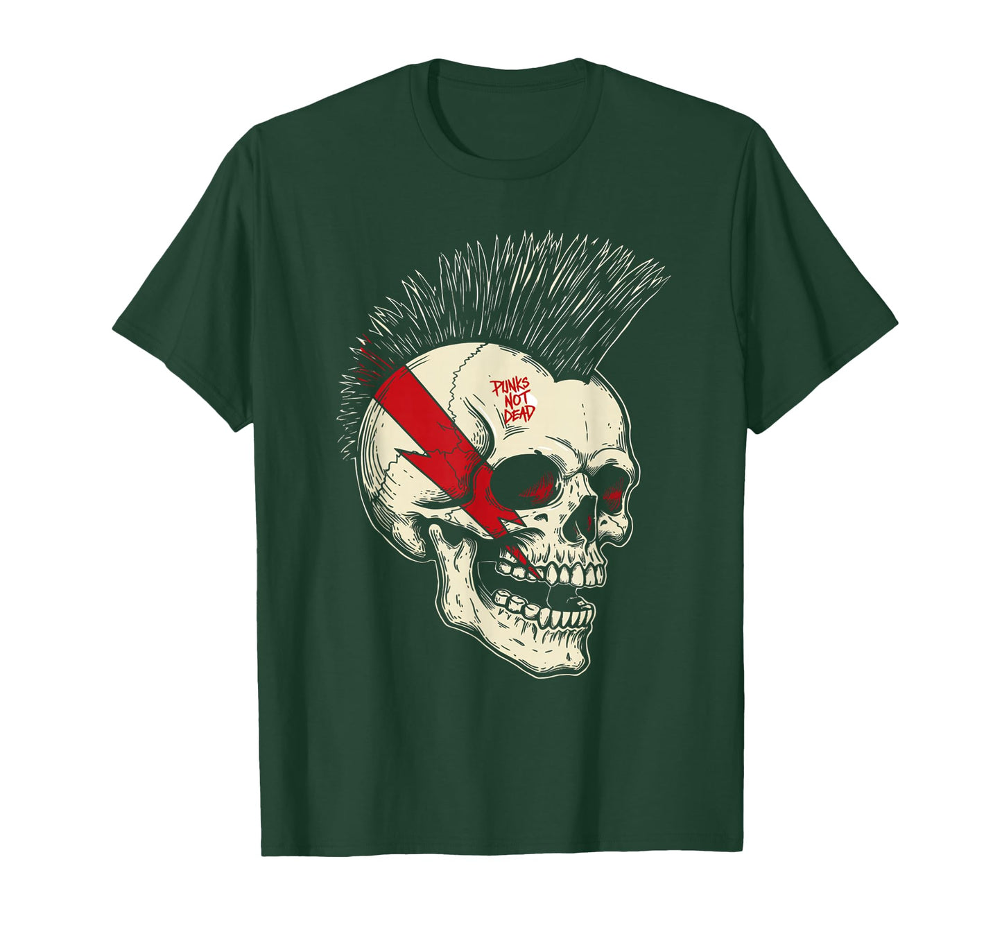 Skull Punk Mohawk Metal Rock Music Skeleton Concert T-Shirt