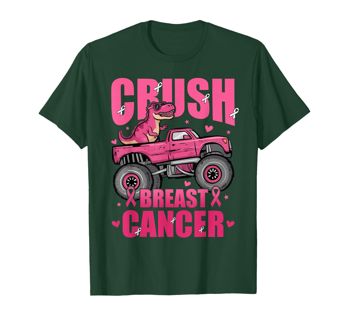 Crush Breast Cancer Awareness Monster Truck Toddler Boy Kids T-Shirt