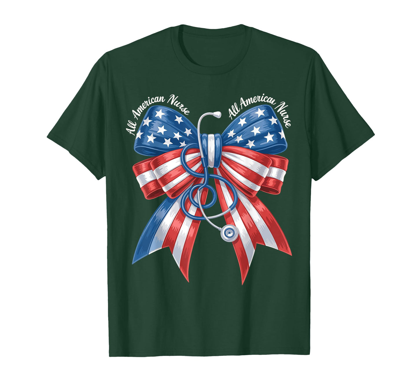 All American Nurse Coquette Bow Stethoscope RN 4th Of July T-Shirt