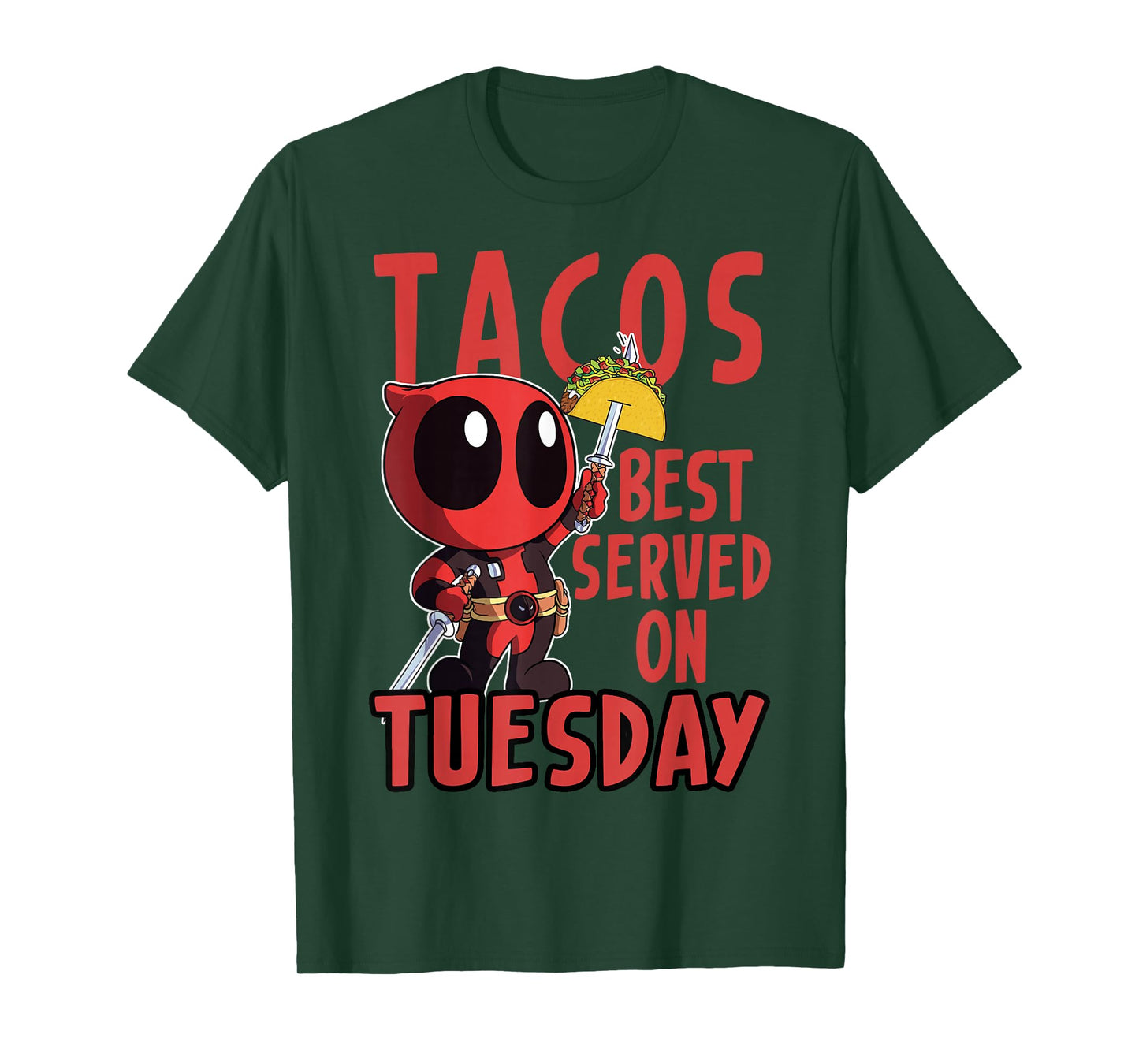 Marvel Deadpool Tacos Best Served On Tuesday T-Shirt