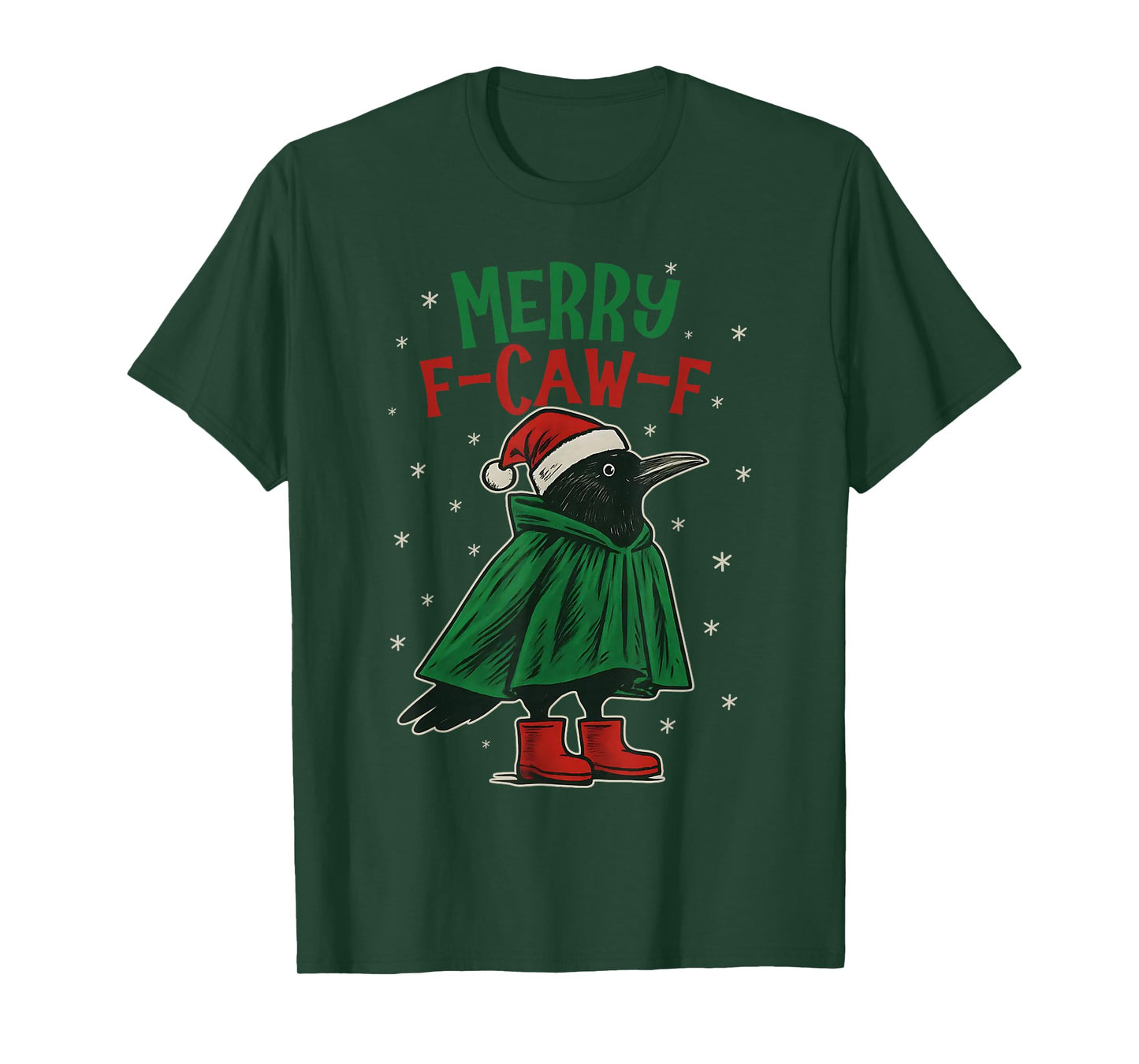 F-Caw-F Black Crow Christmas Pun Funny Bird Cawing Grunge T-Shirt