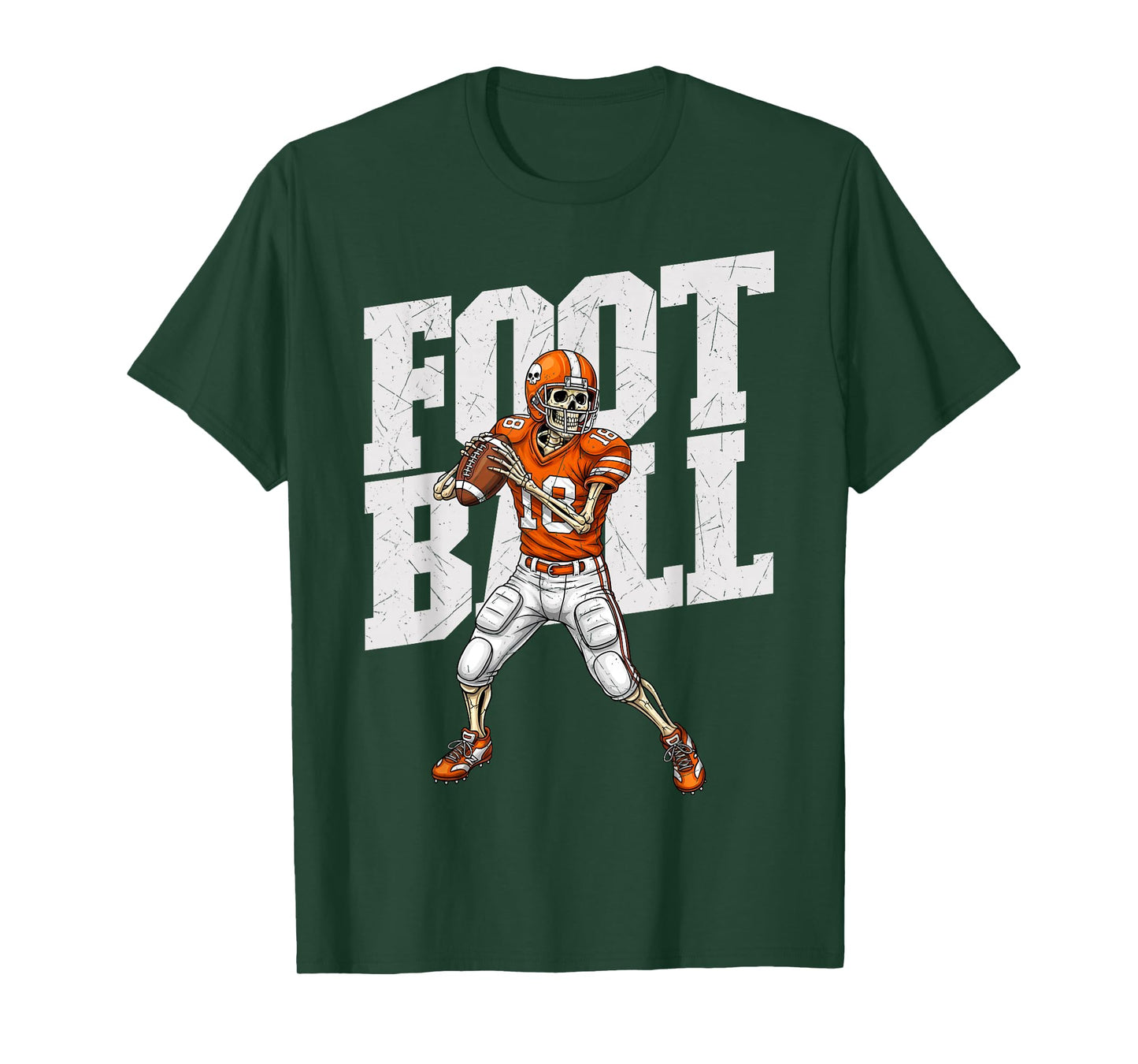 Skeleton Football Quarterback Player Spooky Season Sports T-Shirt