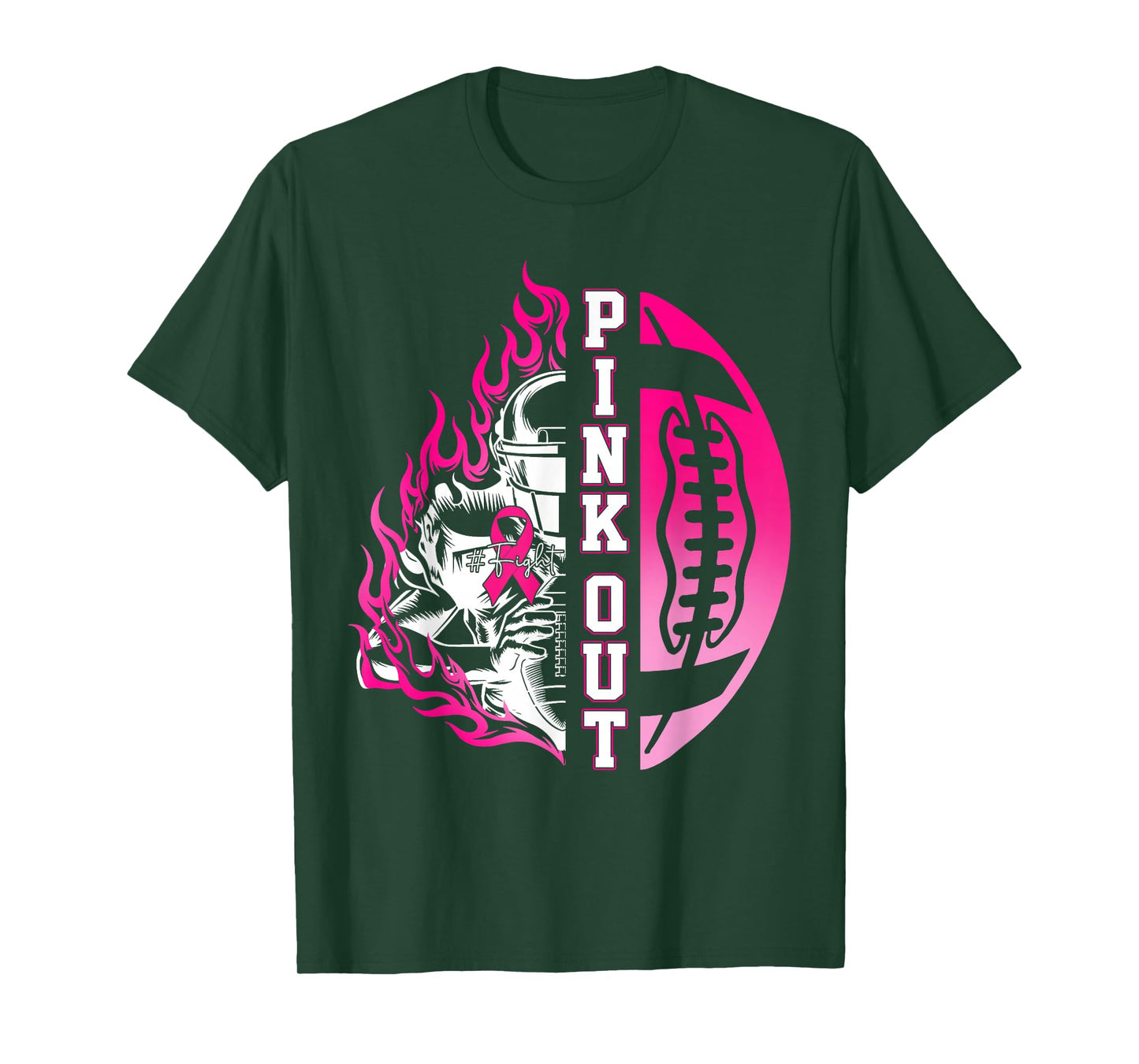 in October We Wear Pink Football Breast Cancer Awareness T-Shirt