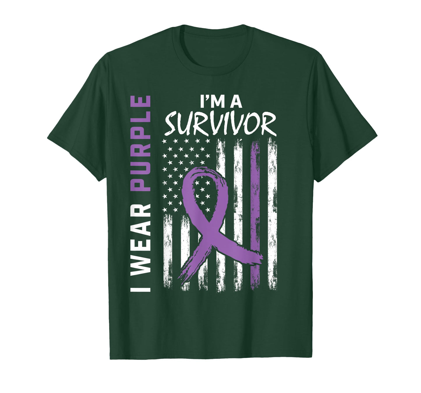 Wear Purple Pancreatic Cancer Survivor Gifts Women Men Flag T-Shirt