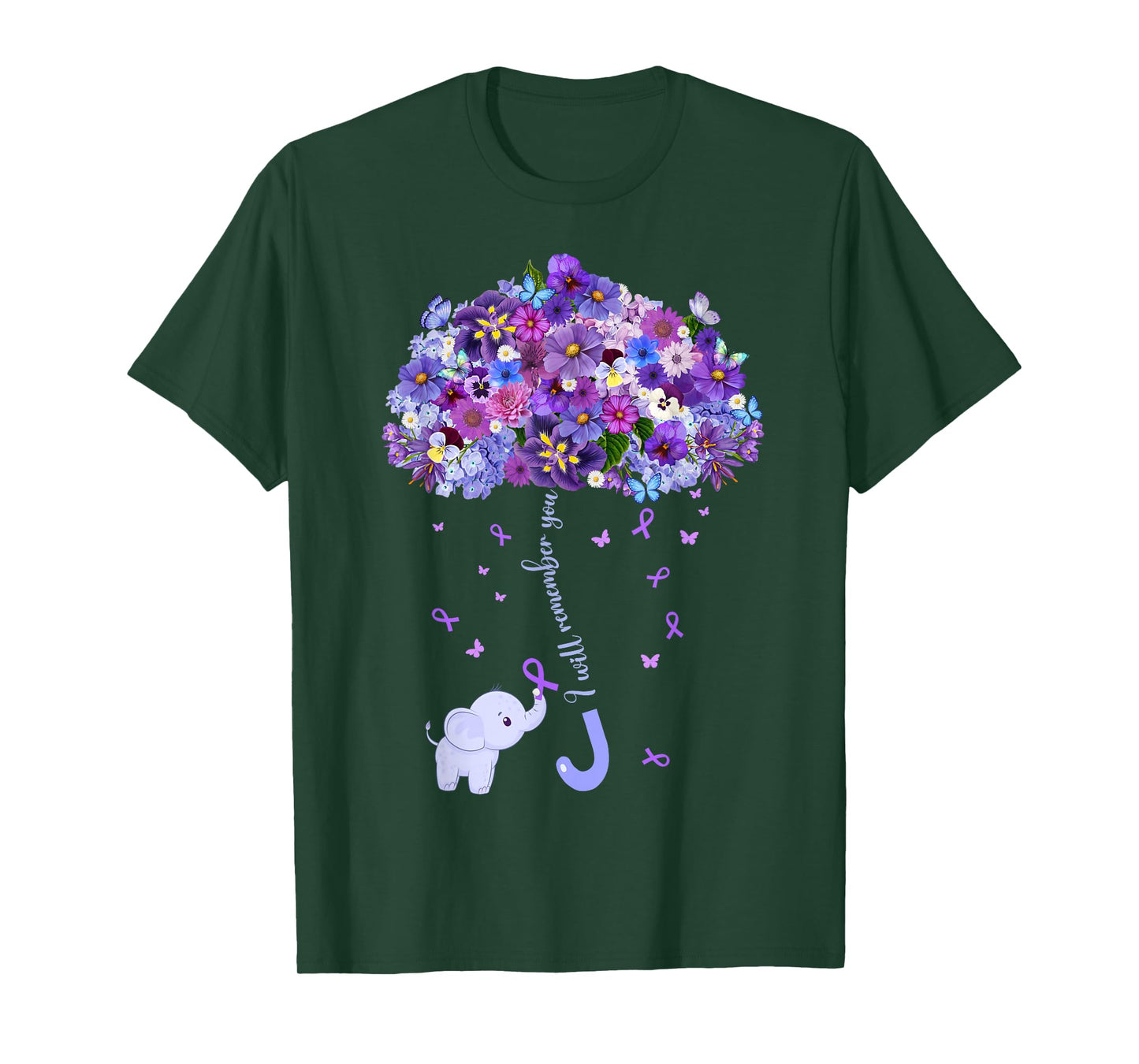 Alzheimers Awareness I'll Remember You Purple Elephant Women T-Shirt