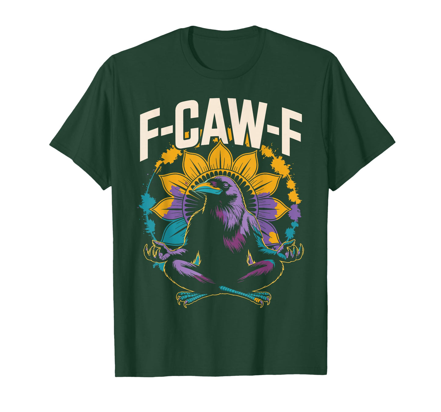 Zen Crow F Caw F Raven Fcawf Funny Meditation Yoga Fawk Off T-Shirt