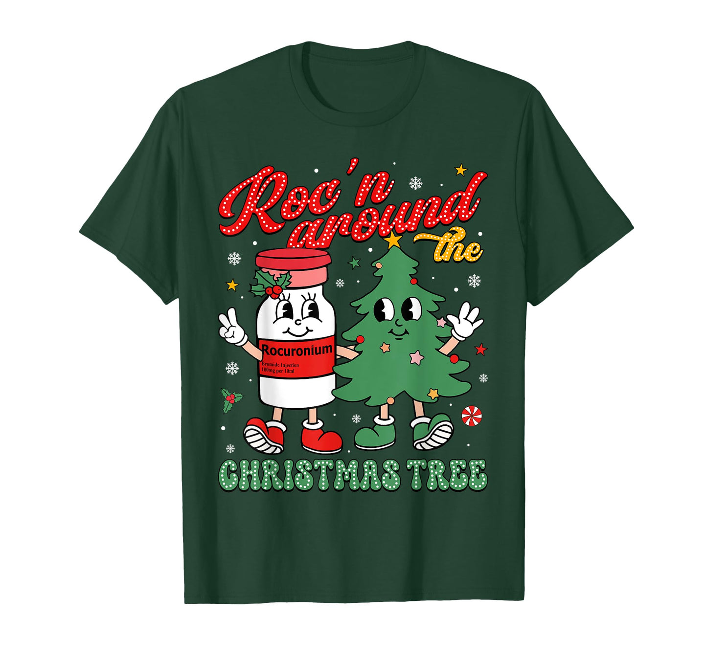 Christmas Nurse Squad Apparel HUG Roc'n Around The Christmas Tree ER ED ICU Nurse Christmas T-Shirt