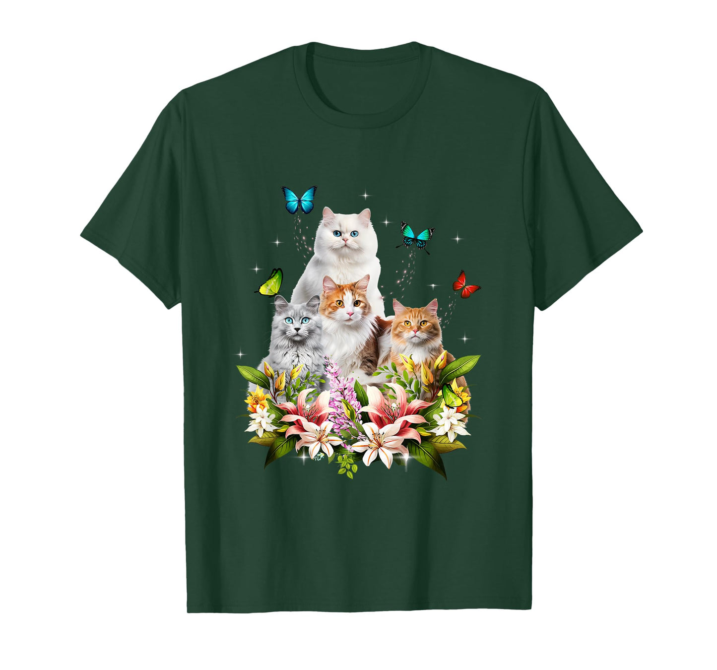 Kitten Lover Cute Cat Flower Butterfly Kitten Pet Animal T-Shirt