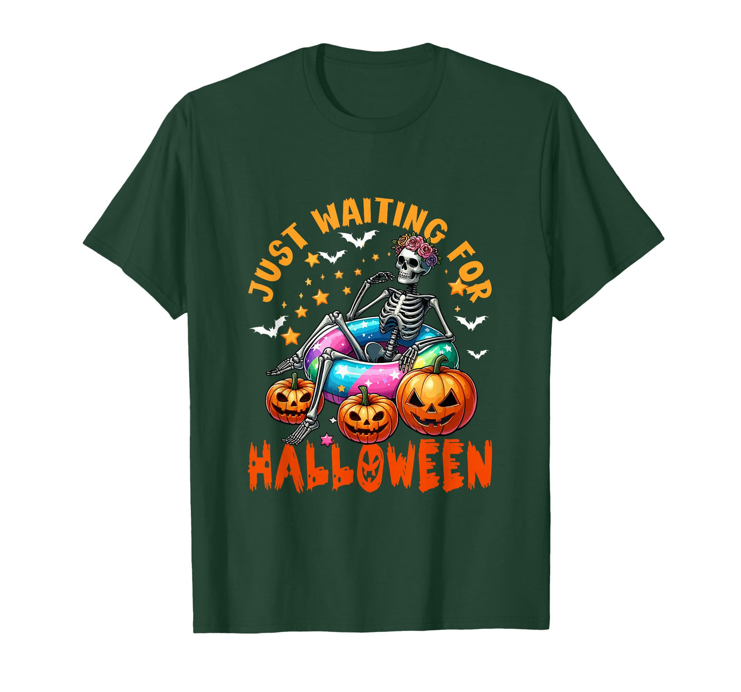 Waiting for Halloween Skeleton Colorful Costume Parties T-Shirt